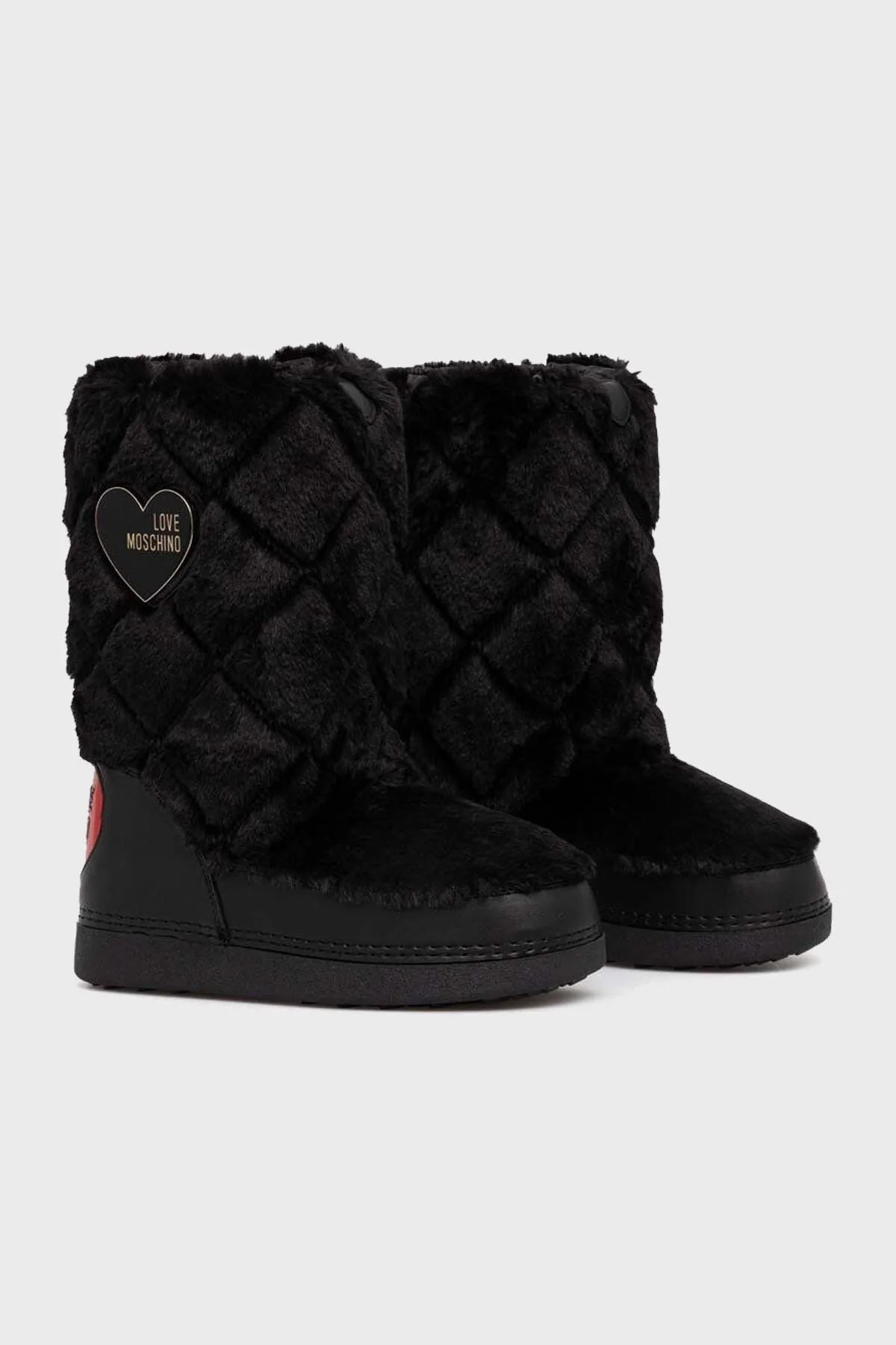 Love Moschino Logolu Suni Kürklü Yalıtımlı Su Geçirmez Bayan Kar Botu JA24172G0HJW0000 SİYAH - 2
