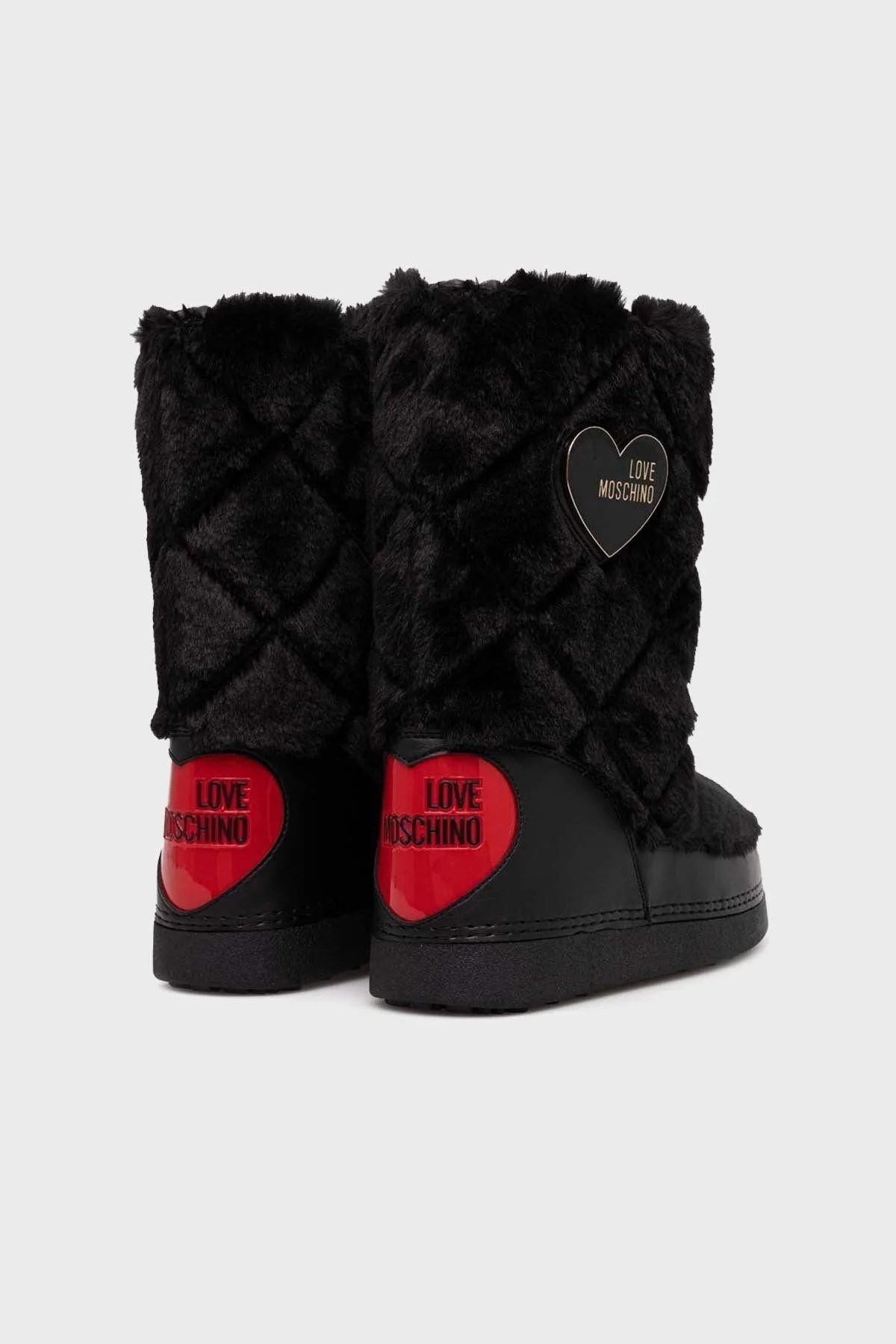 Love Moschino Logolu Suni Kürklü Yalıtımlı Su Geçirmez Bayan Kar Botu JA24172G0HJW0000 SİYAH - 3