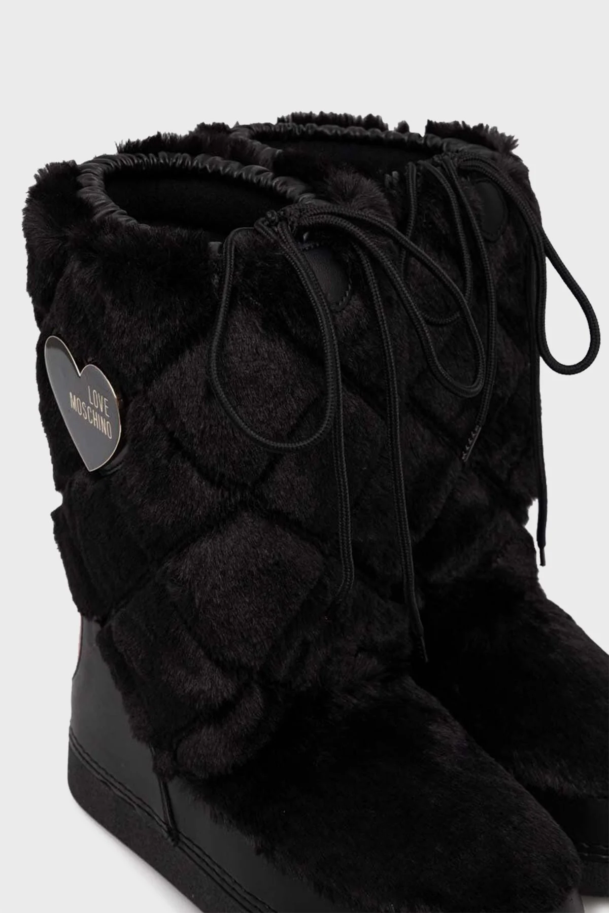 Love Moschino Logolu Suni Kürklü Yalıtımlı Su Geçirmez Bayan Kar Botu JA24172G0HJW0000 SİYAH - 4