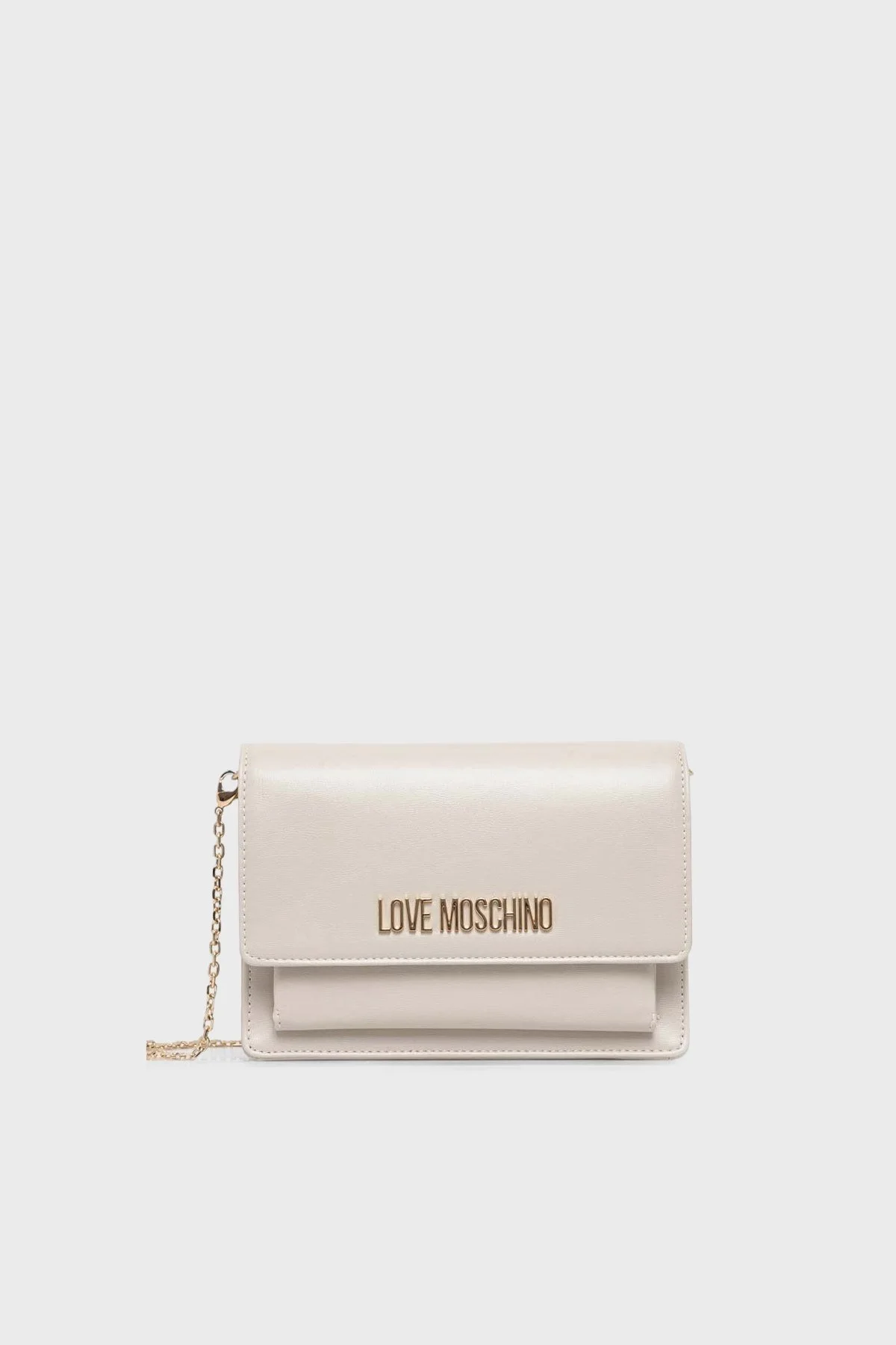 Love Moschino Logolu Suya Dayanıklı Çıkarılabilir Zincir Askılı Bayan Çanta JC4095PP1HLL0110 EKRU - 1