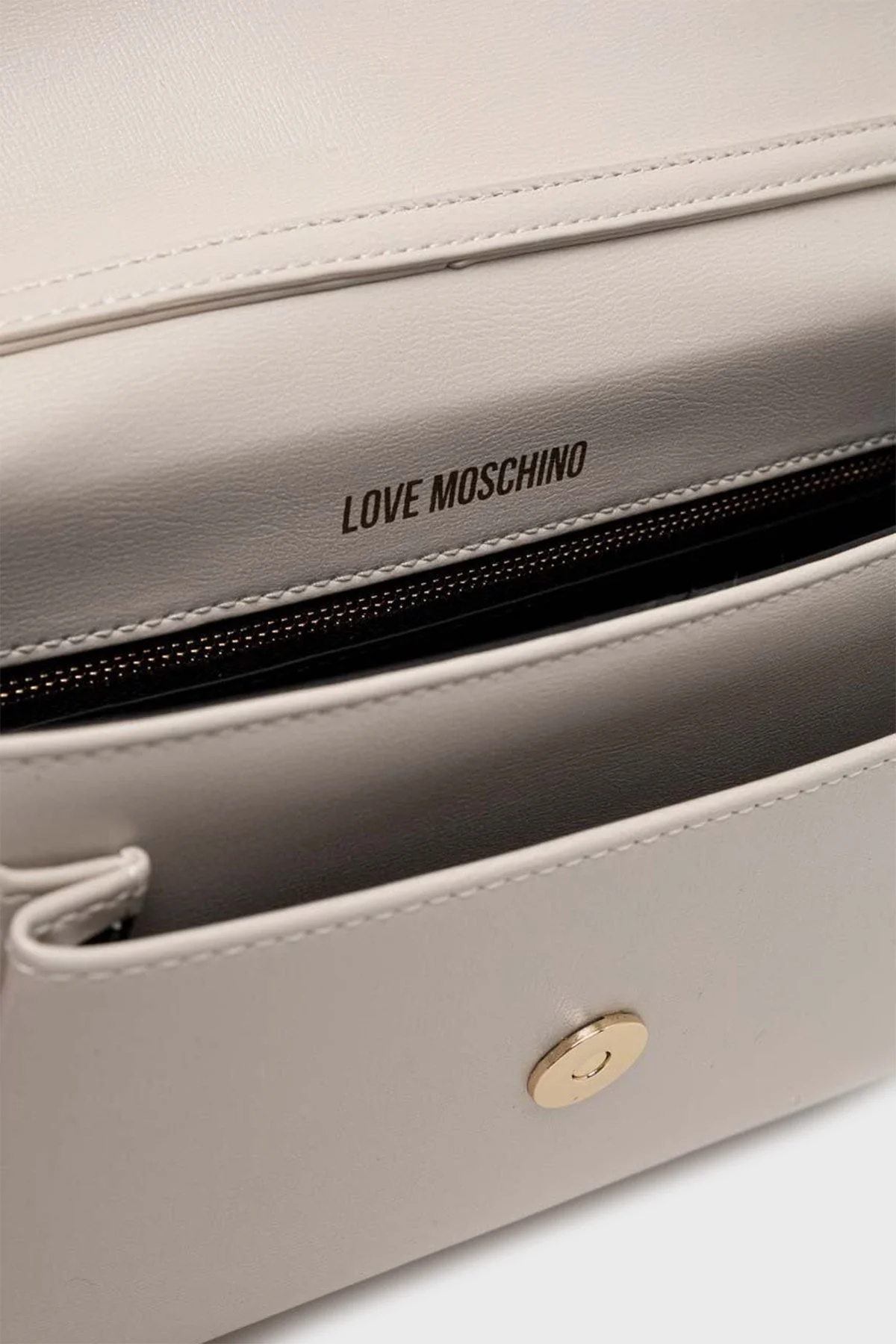 Love Moschino Logolu Suya Dayanıklı Çıkarılabilir Zincir Askılı Bayan Çanta JC4095PP1HLL0110 EKRU - 3