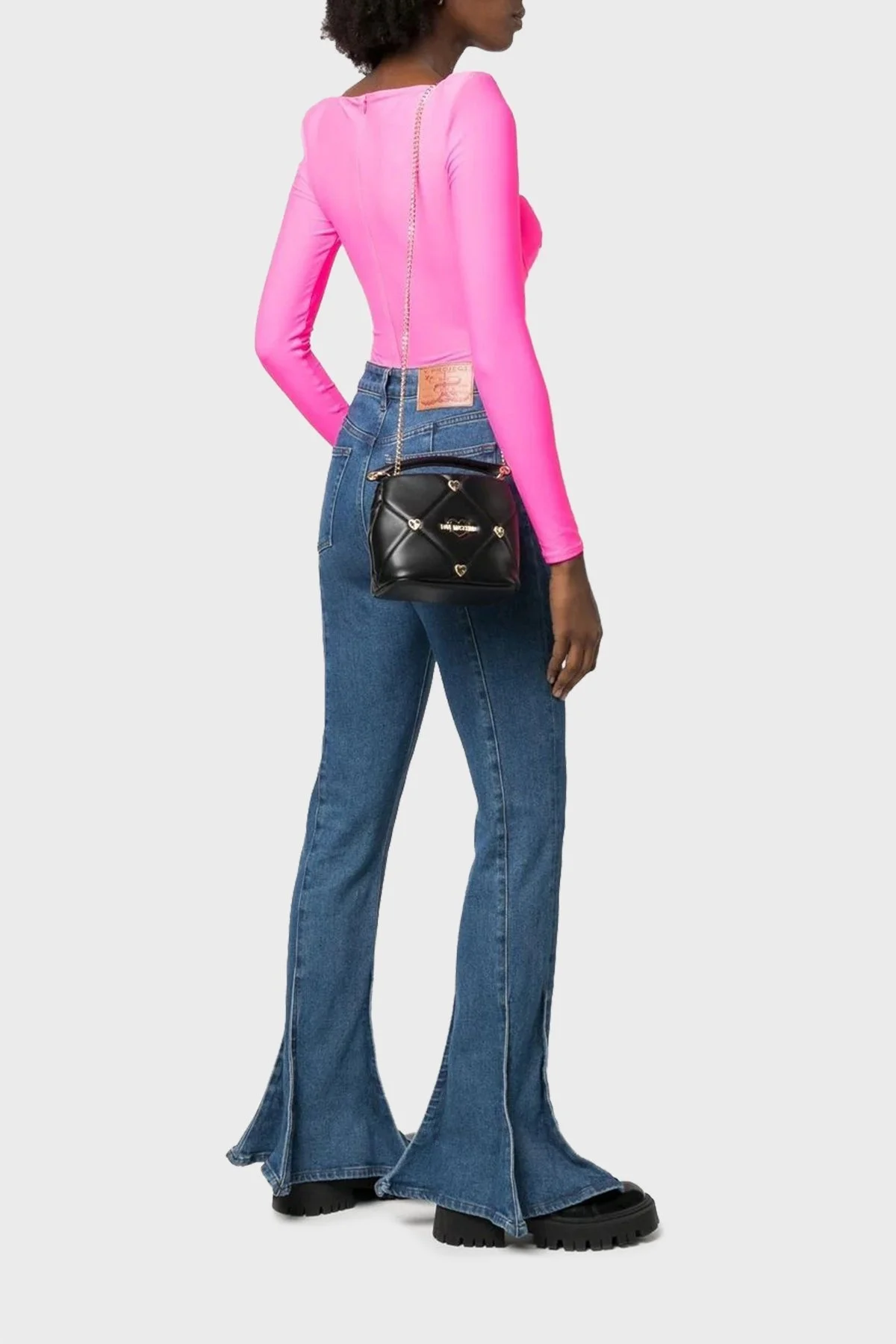 Love Moschino Logo Detaylı Zincir Askılı Bayan Çanta JC4082PP1GLZ0000 SİYAH - 2