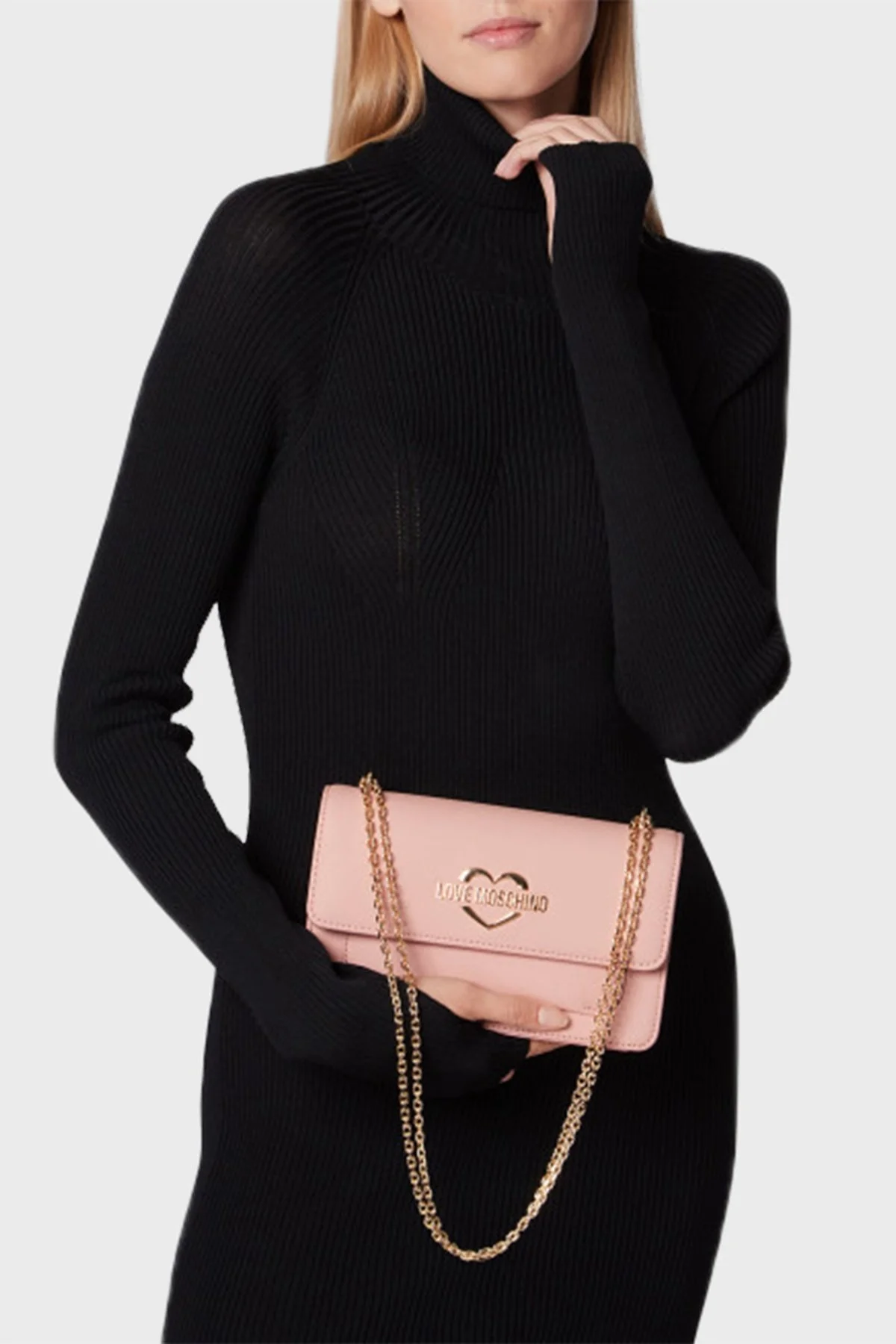 Love Moschino Logolu Zincir Askılı Bayan Çanta JC4096PP1FLM0601 PUDRA - 2