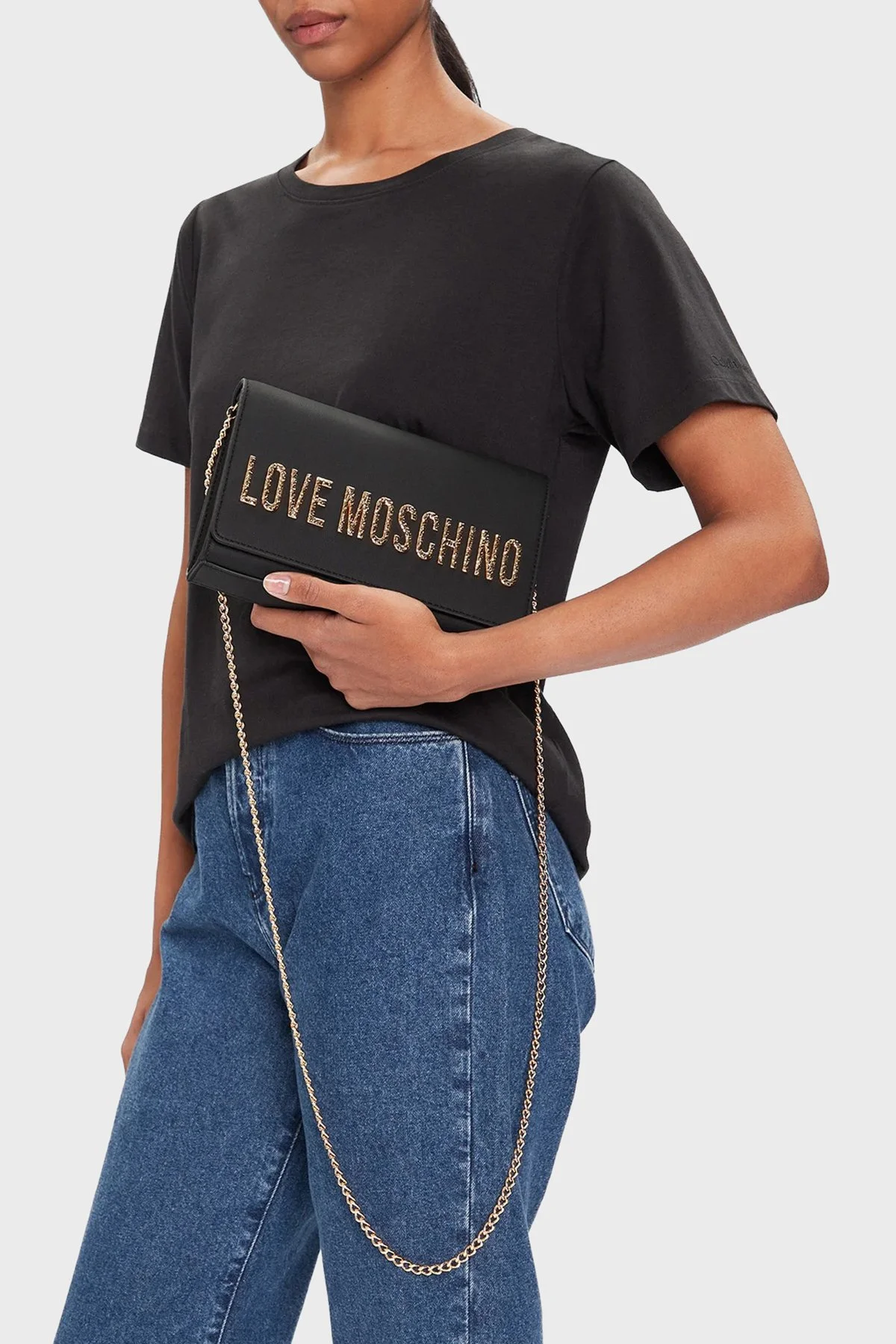 Love Moschino Logolu Zincir Askılı Bayan Çanta JC4121PP0NKD000A SİYAH - 2