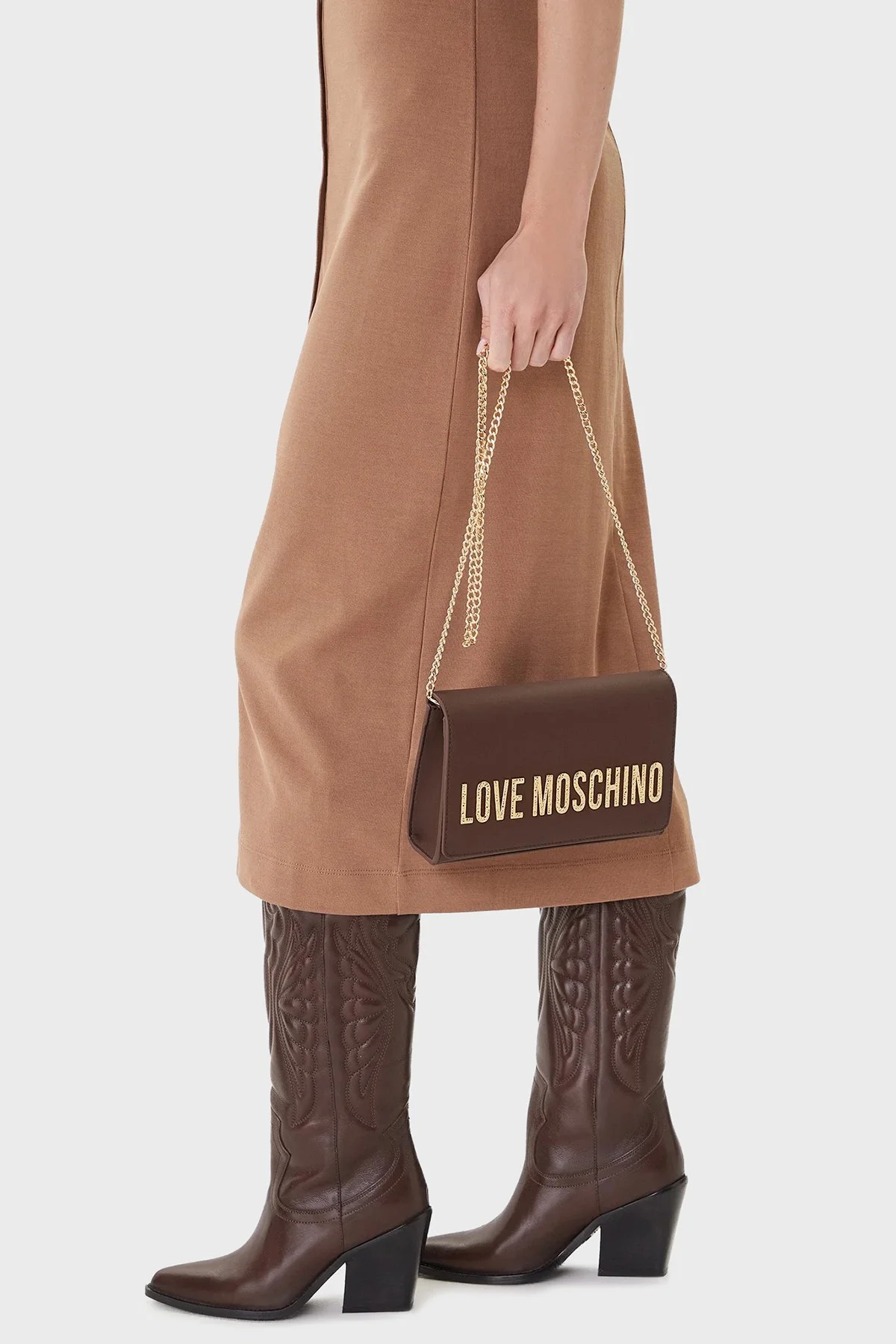 Love Moschino Logolu Zincir Askılı Bayan Çanta JC4121PP0NKD031A KAHVE - 2