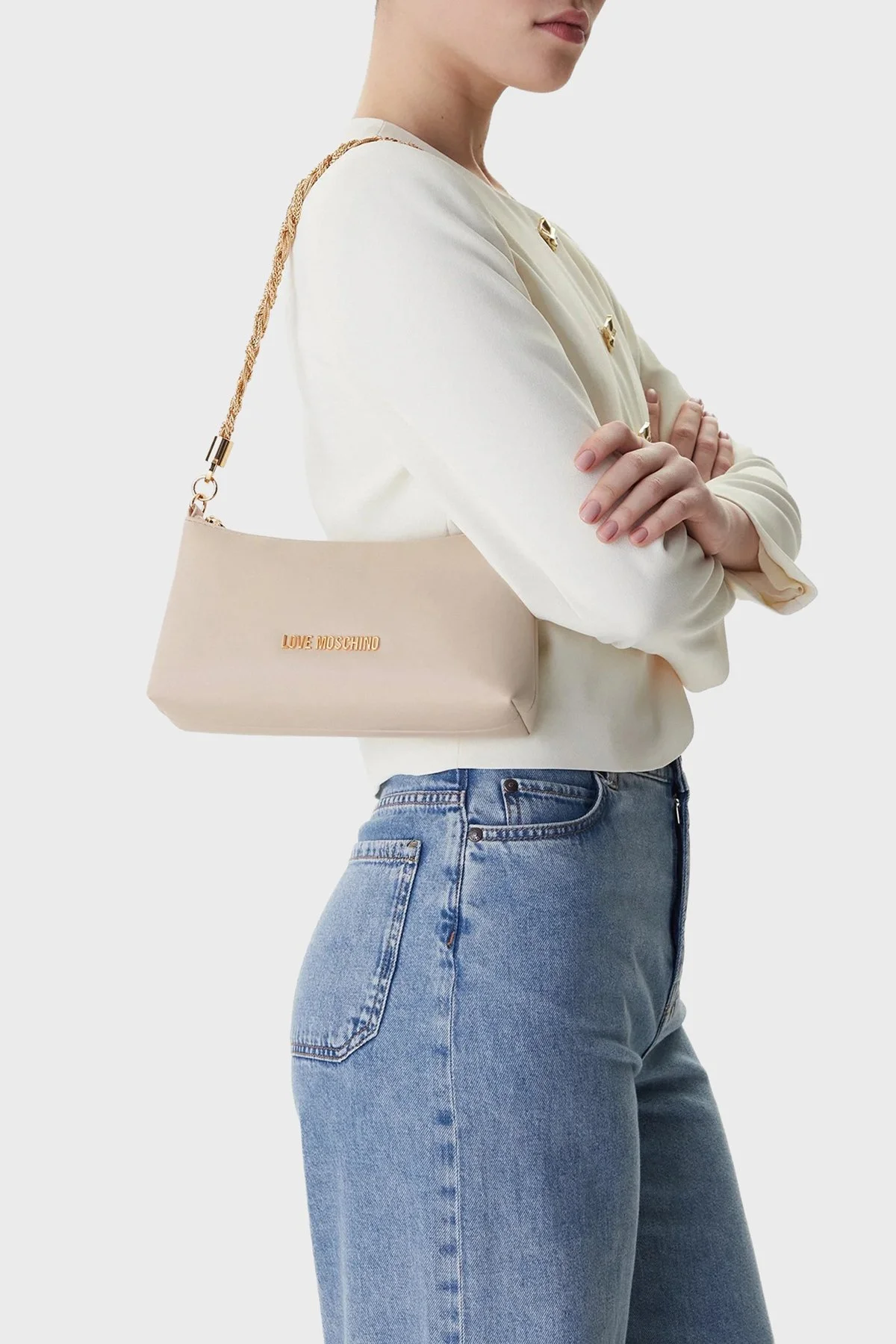 Love Moschino Logolu Zincir Askılı Bayan Çanta JC4143PP1OLX0110 BEJ - 2