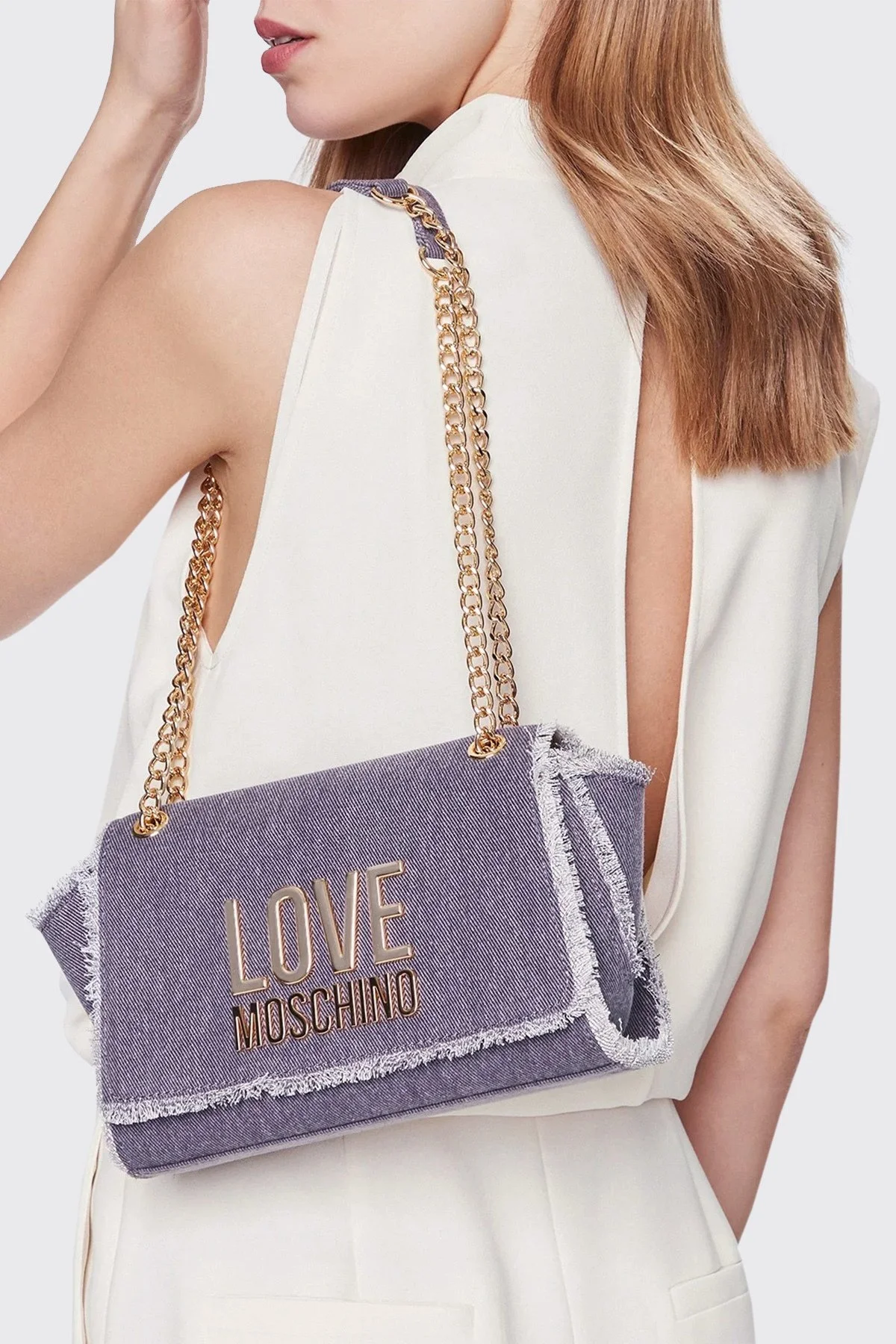 Love Moschino Logolu Zincir Askılı Bayan Çanta JC4317PP0IKQ0765 MAVİ - 2