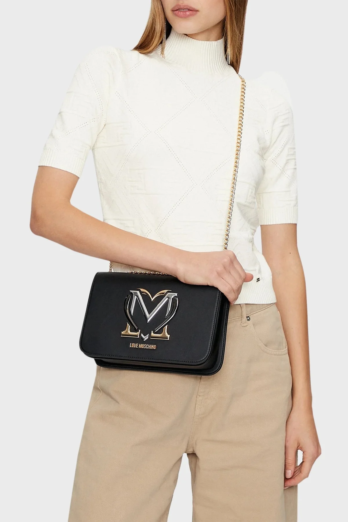 Love Moschino Logolu Zincir Askılı Bayan Çanta JC4330PP0LKN0000 SİYAH - 2