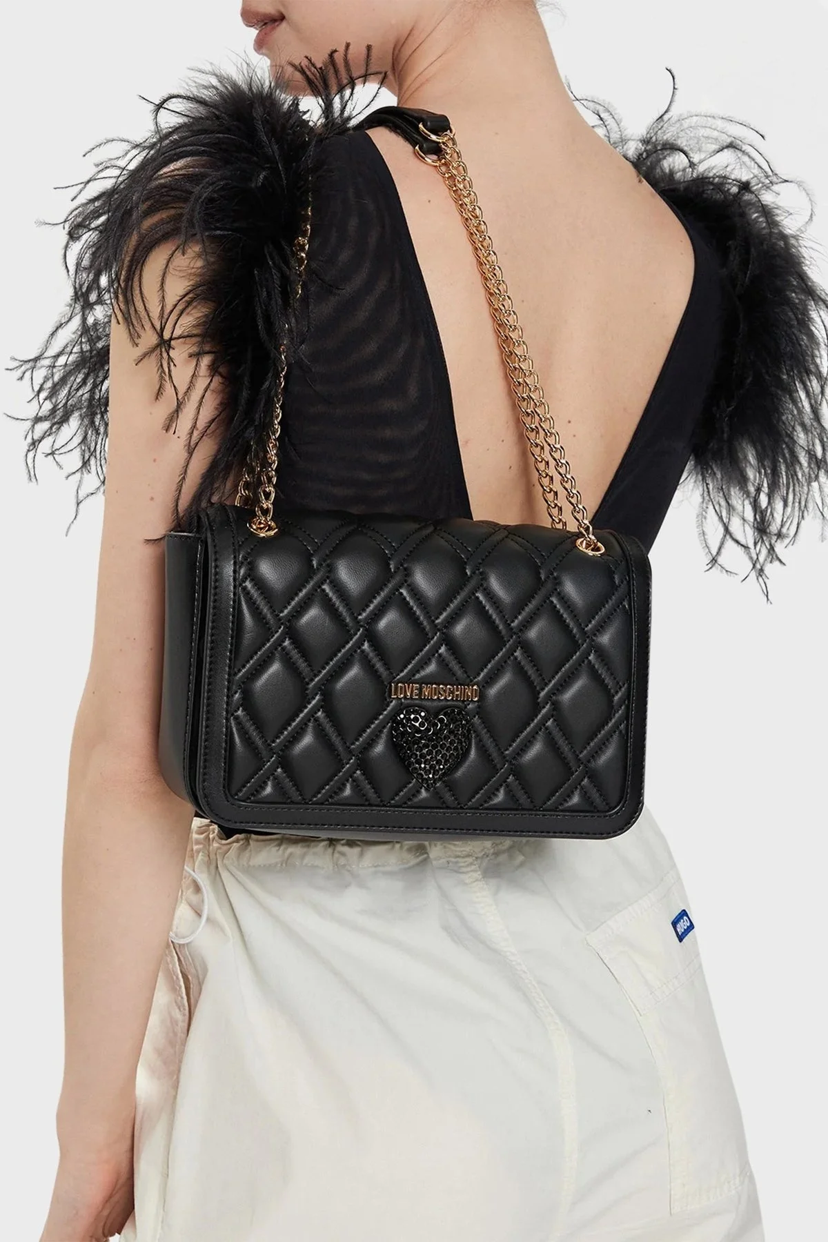 Love Moschino Logolu Zincir Askılı Bayan Çanta JC4343PP0IK1000A SİYAH - 2