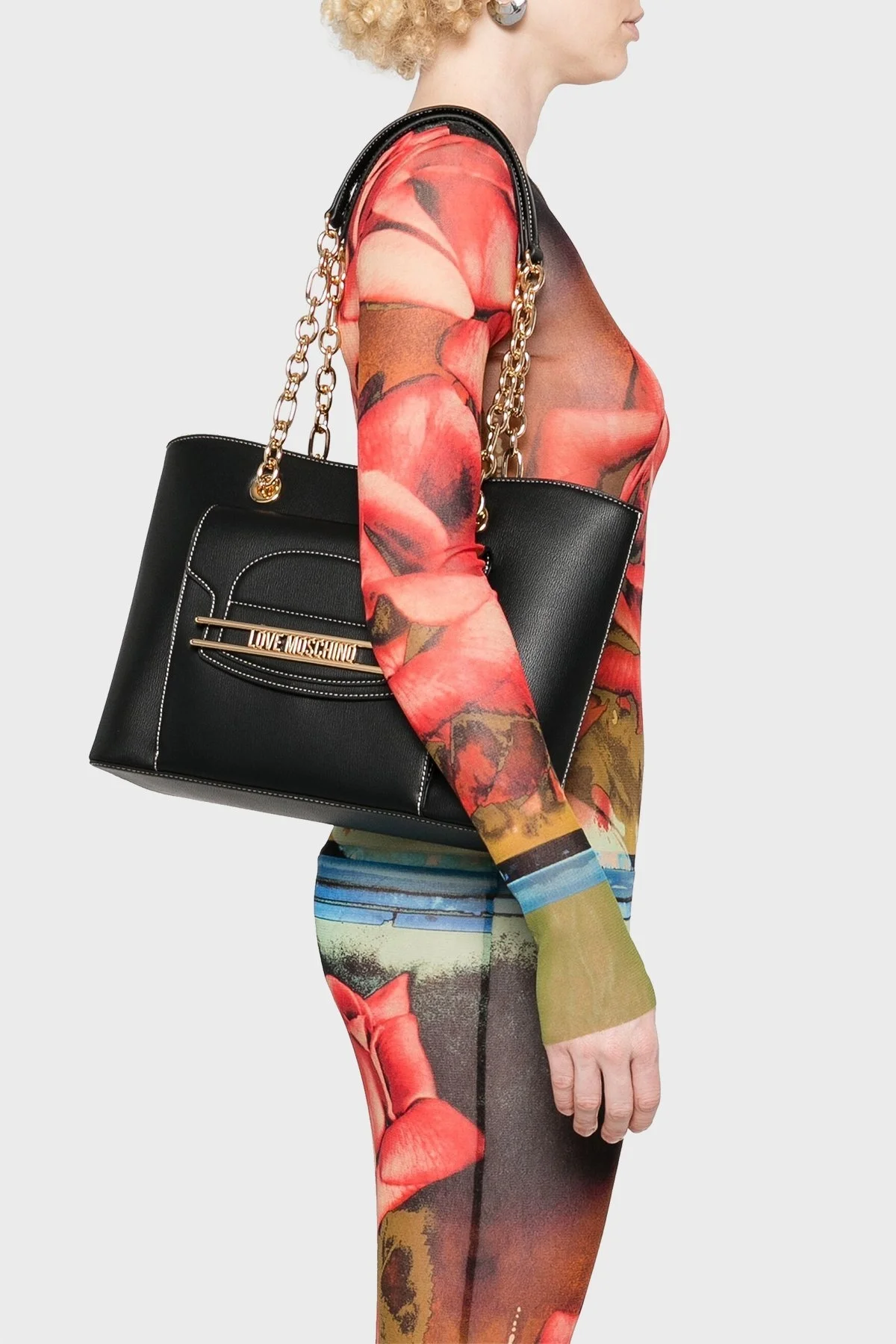 Love Moschino Logolu Zincir Askılı Büyük Bayan Çanta JC4344PP0LKP0000 SİYAH - 2