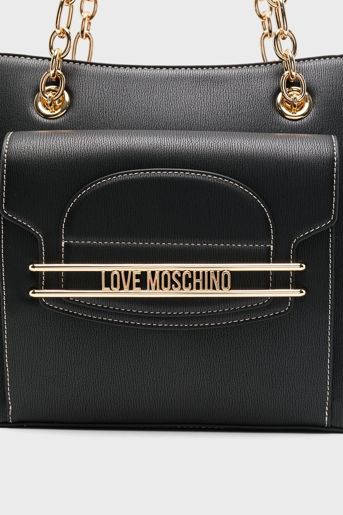 Love Moschino Logolu Zincir Askılı Büyük Bayan Çanta JC4344PP0LKP0000 SİYAH - 5