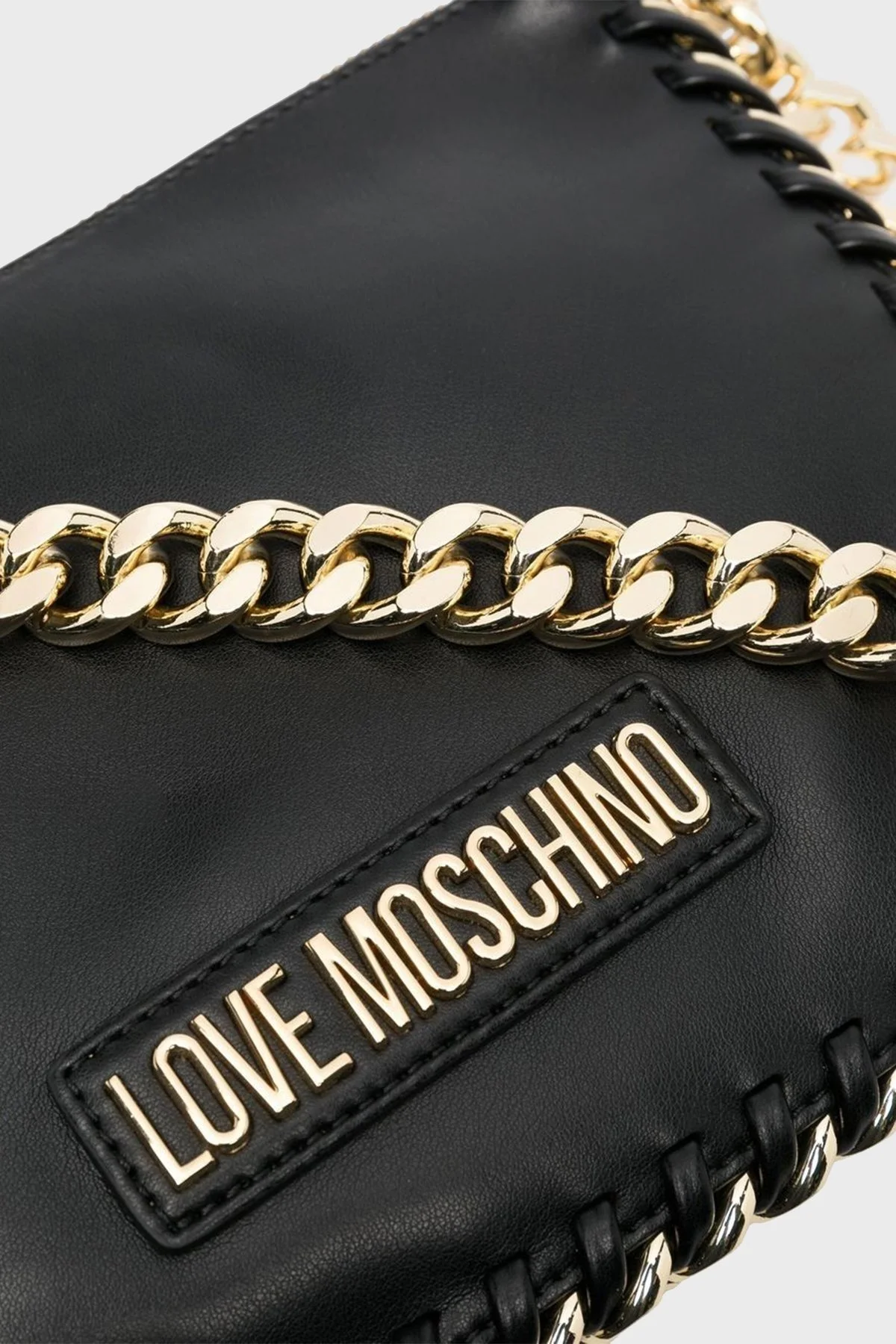 Love Moschino Logolu Zincir Askılı Fermuarlı Bayan Çanta JC4245PP0GKQ100A SİYAH - 4