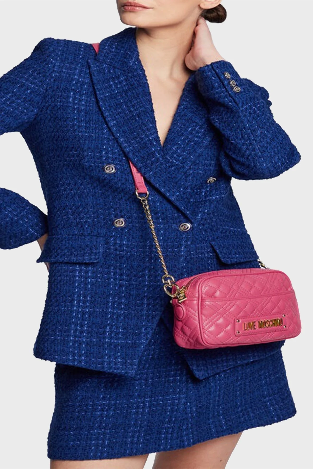 Love Moschino Logolu Zincir Askılı Kapitone Bayan Çanta JC4017PP1GLA0615 FUŞYA - 2