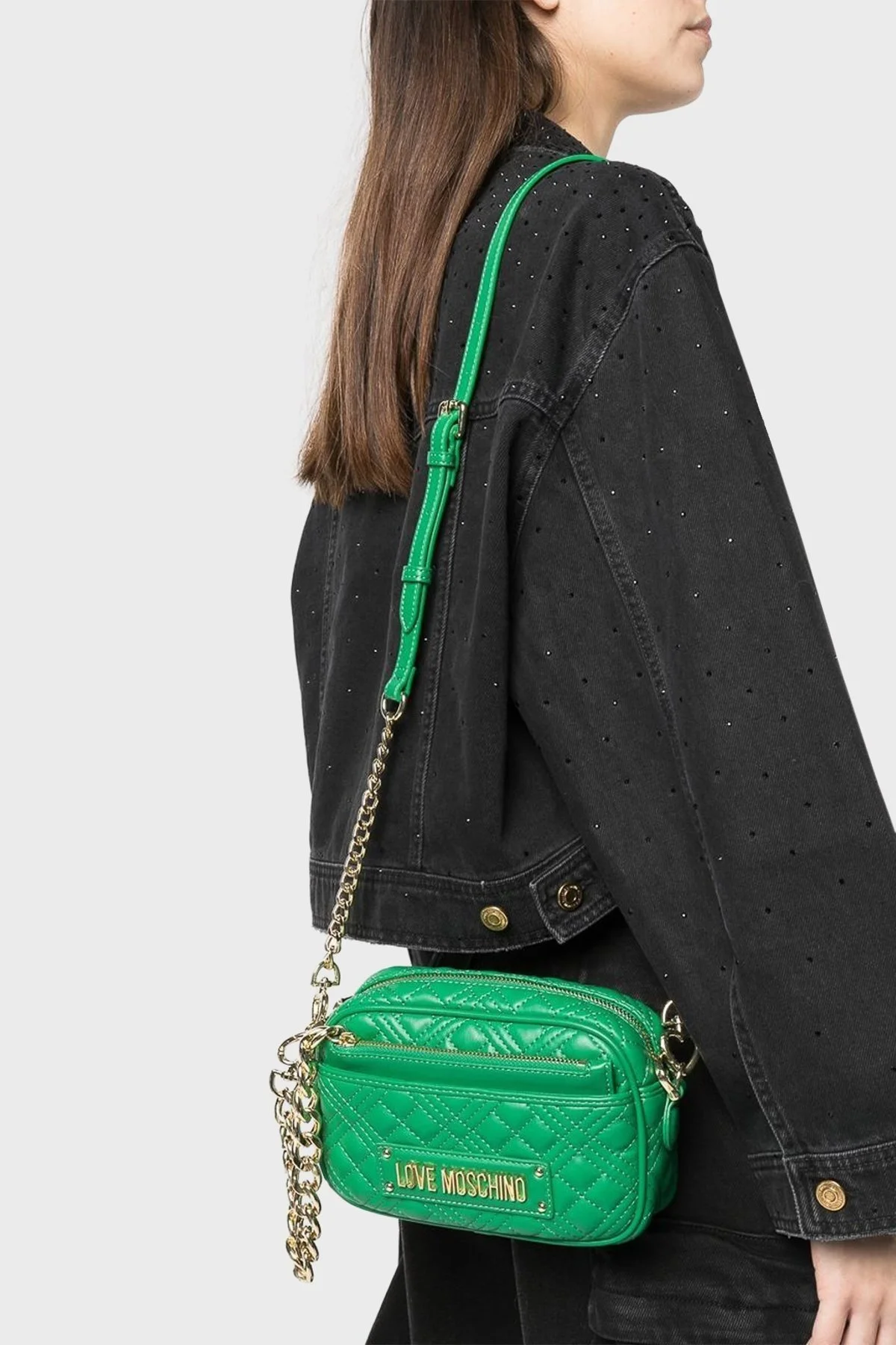 Love Moschino Logolu Zincir Askılı Kapitone Bayan Çanta JC4017PP1GLA0801 YEŞİL - 2