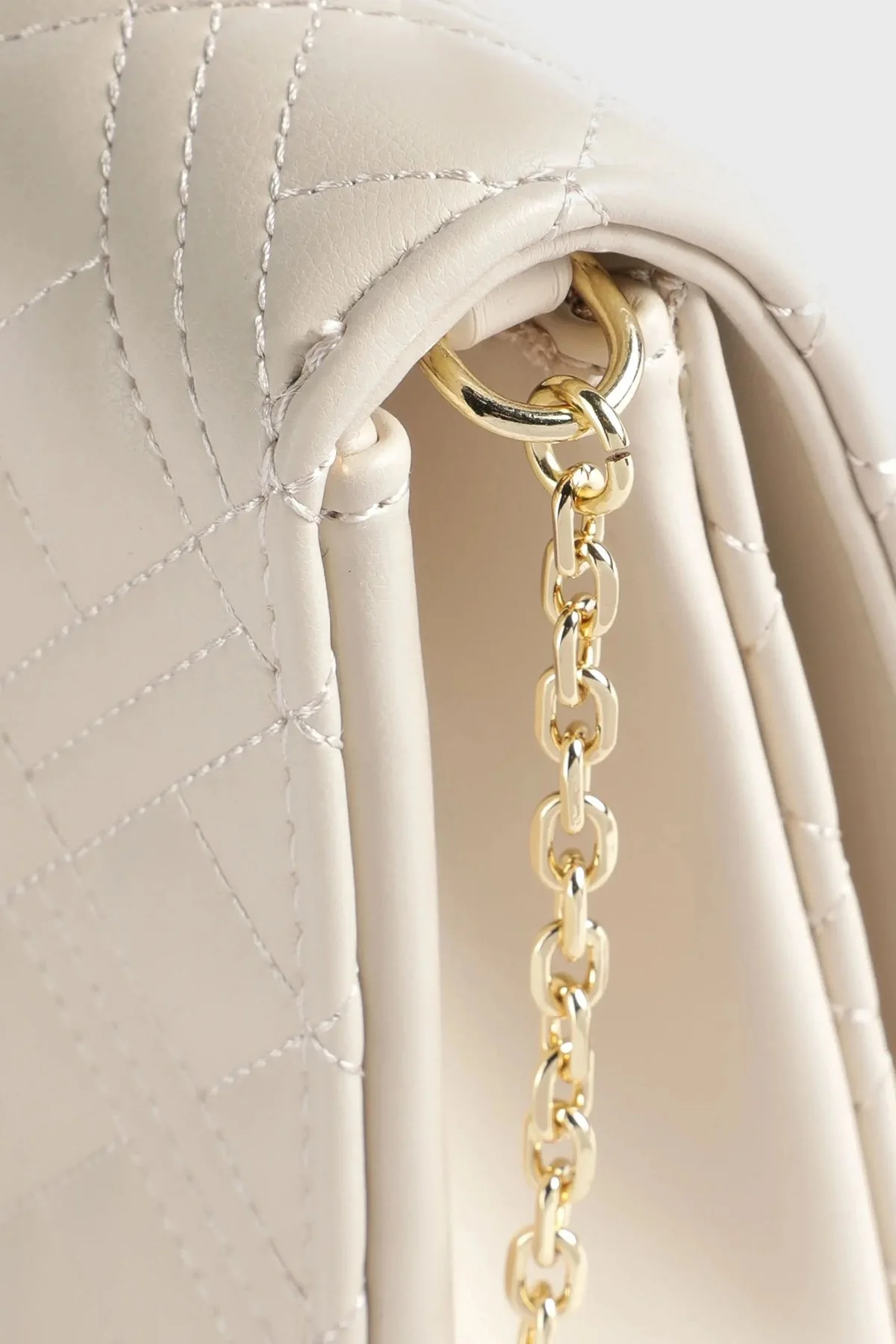 Love Moschino Logolu Zincir Askılı Kapitone Bayan Çanta JC4079PP0GLA0103 BEJ - 3