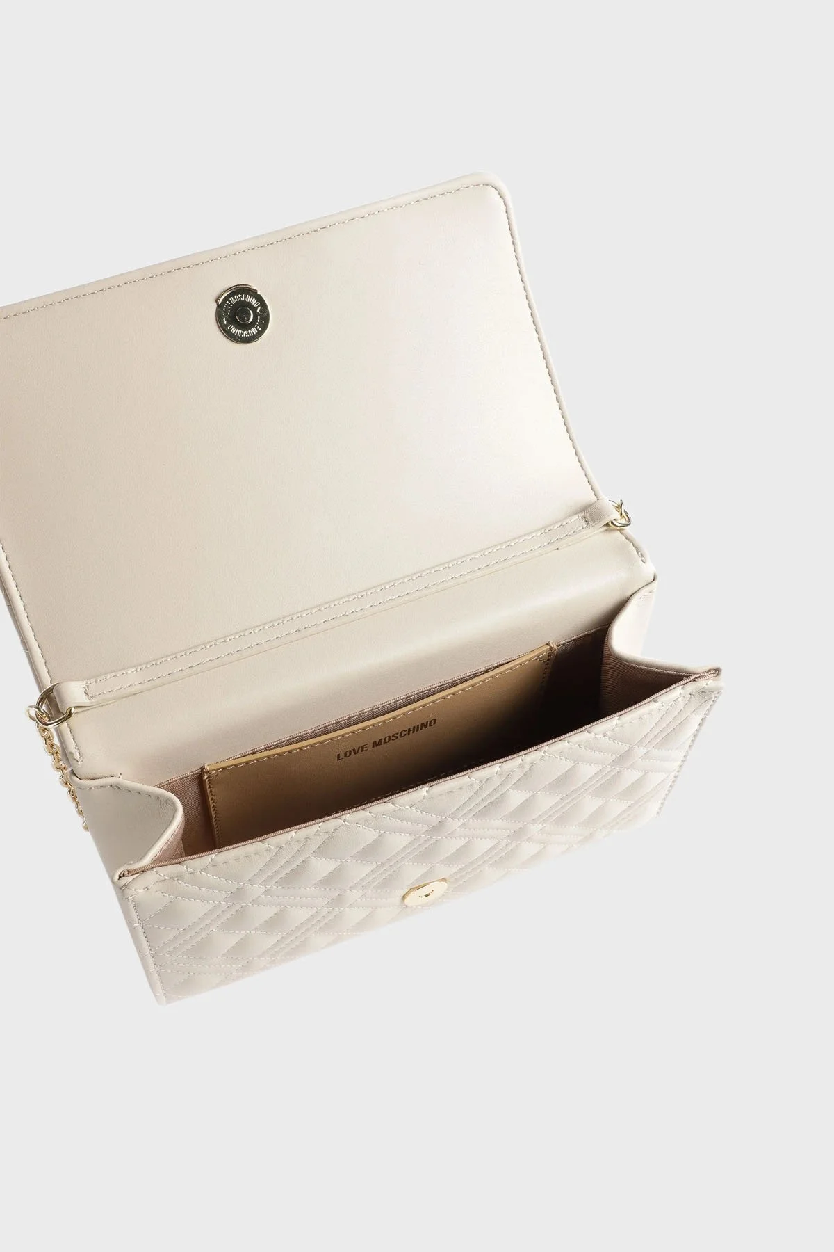 Love Moschino Logolu Zincir Askılı Kapitone Bayan Çanta JC4079PP0GLA0103 BEJ - 4