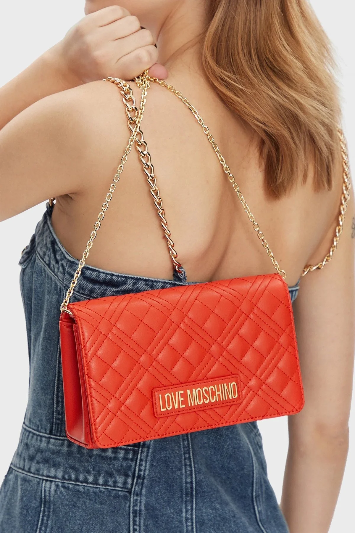 Love Moschino Logolu Zincir Askılı Kapitone Bayan Çanta JC4079PP0ILA0459 TURUNCU - 2