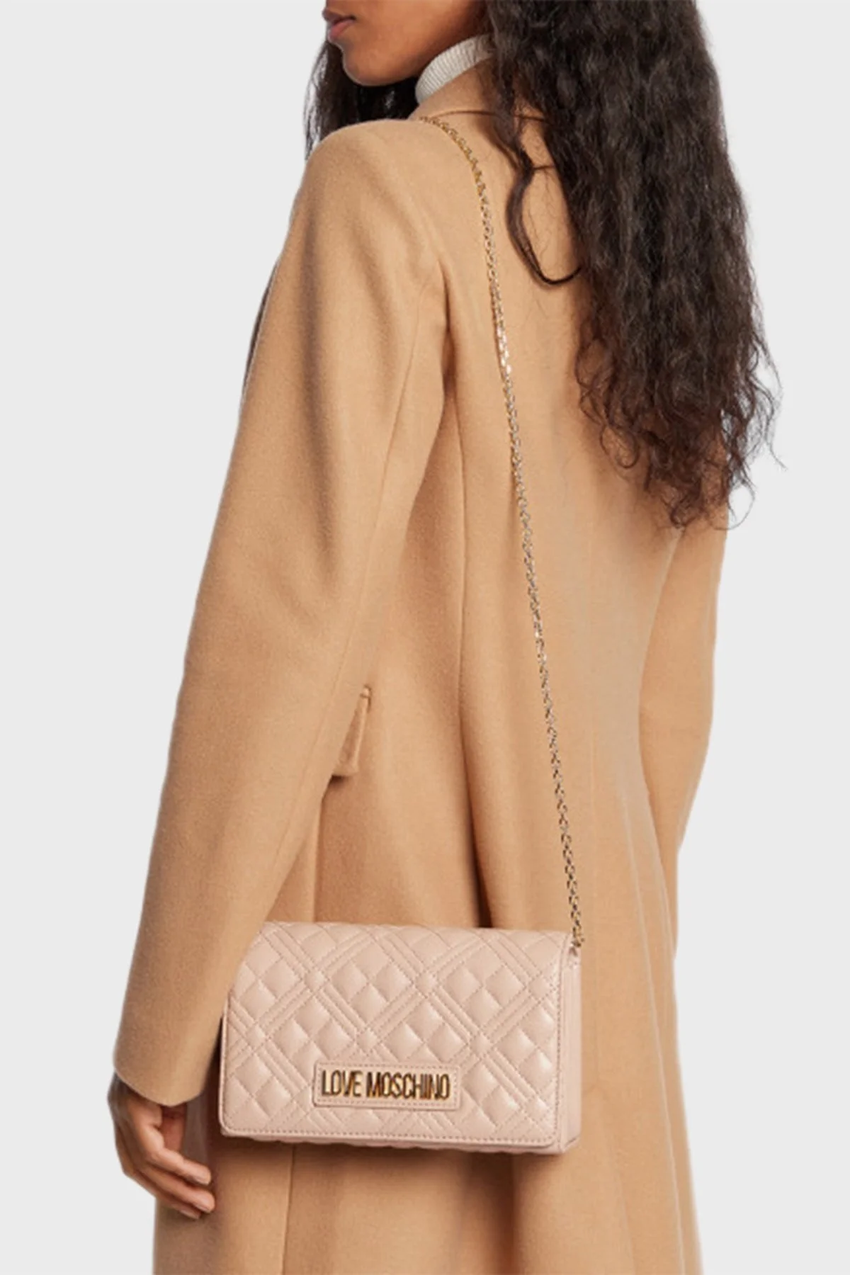 Love Moschino Logolu Zincir Askılı Kapitone Bayan Çanta JC4079PP1FLA0107 BEJ - 2