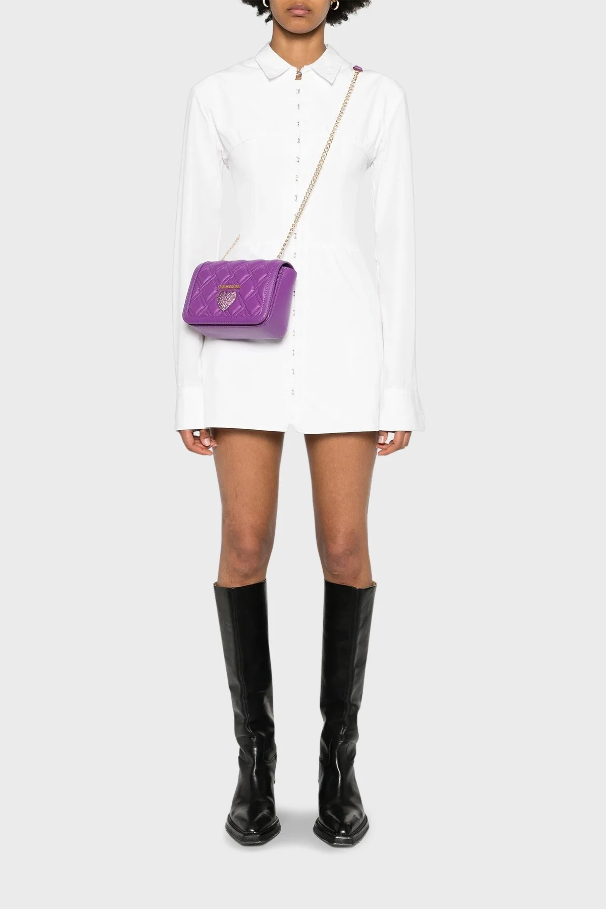 Love Moschino Logolu Zincir Askılı Kapitone Bayan Çanta JC4344PP0IK1065A MOR - 2