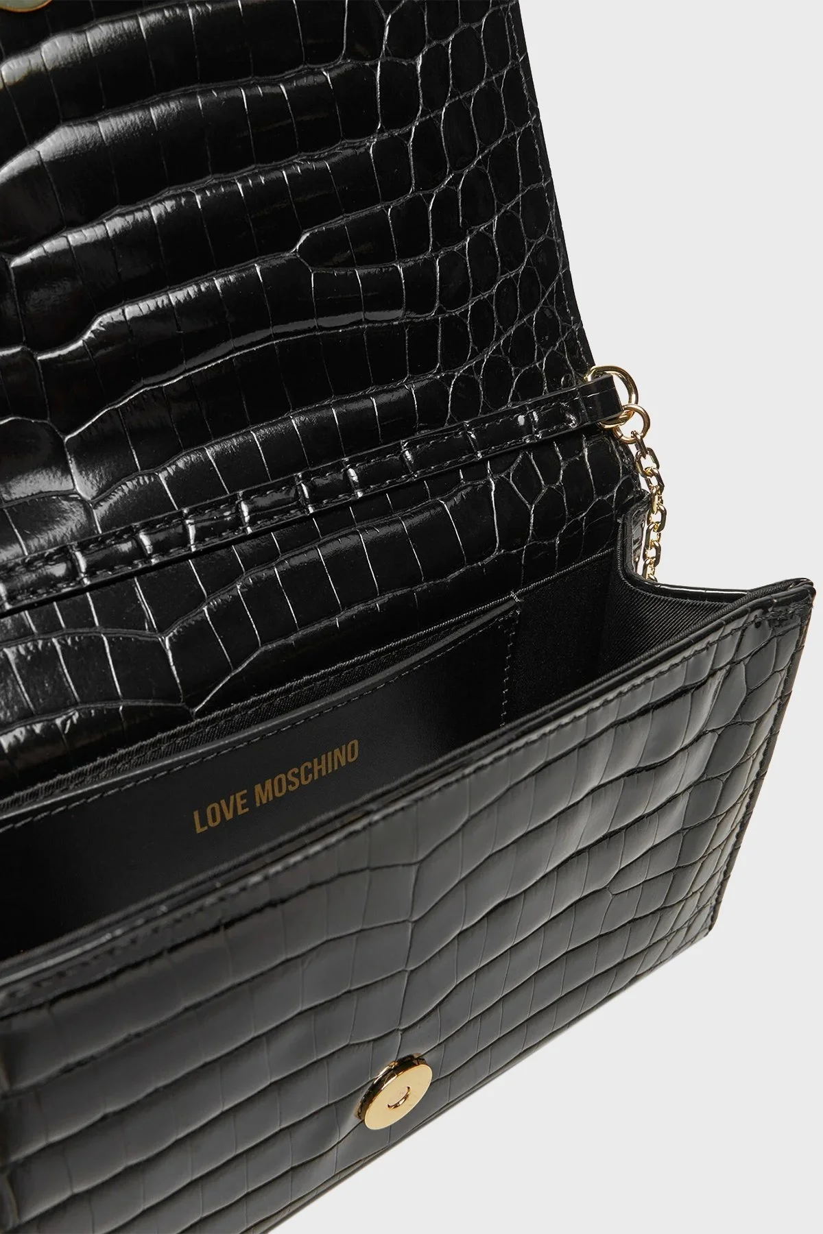 Love Moschino Logolu Zincir Askılı Krokodil Dokulu Bayan Çanta JC4079PP0LKJ0000 SİYAH - 10