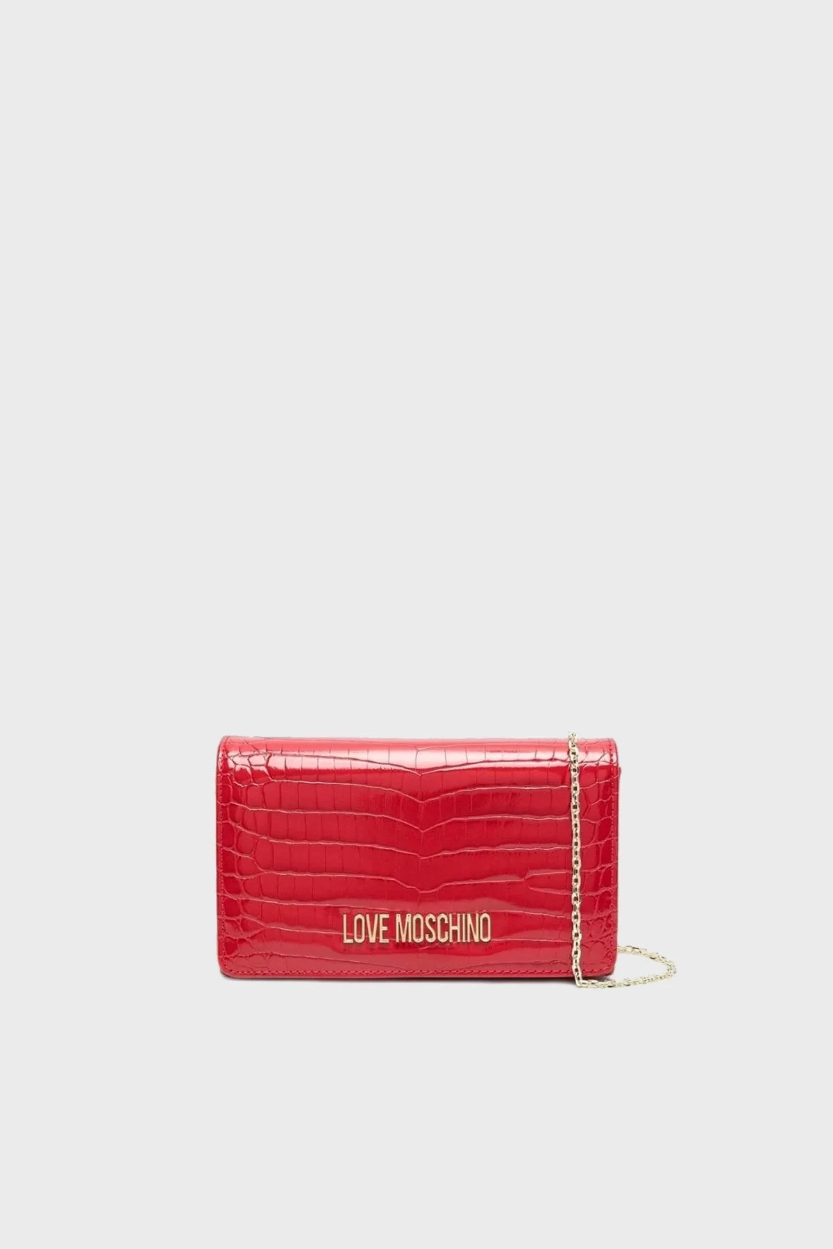 Love Moschino Logolu Zincir Askılı Krokodil Dokulu Bayan Çanta JC4079PP0LKJ0500 KIRMIZI - 5