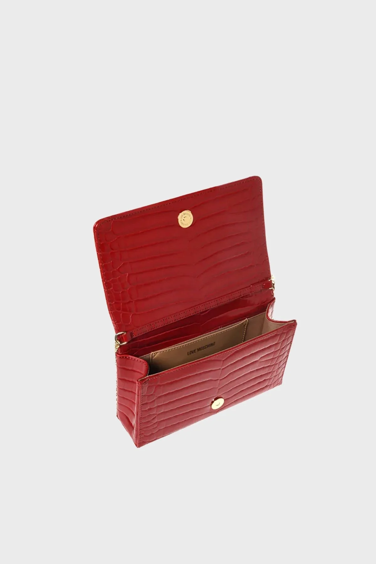 Love Moschino Logolu Zincir Askılı Krokodil Dokulu Bayan Çanta JC4079PP0LKJ0500 KIRMIZI - 8