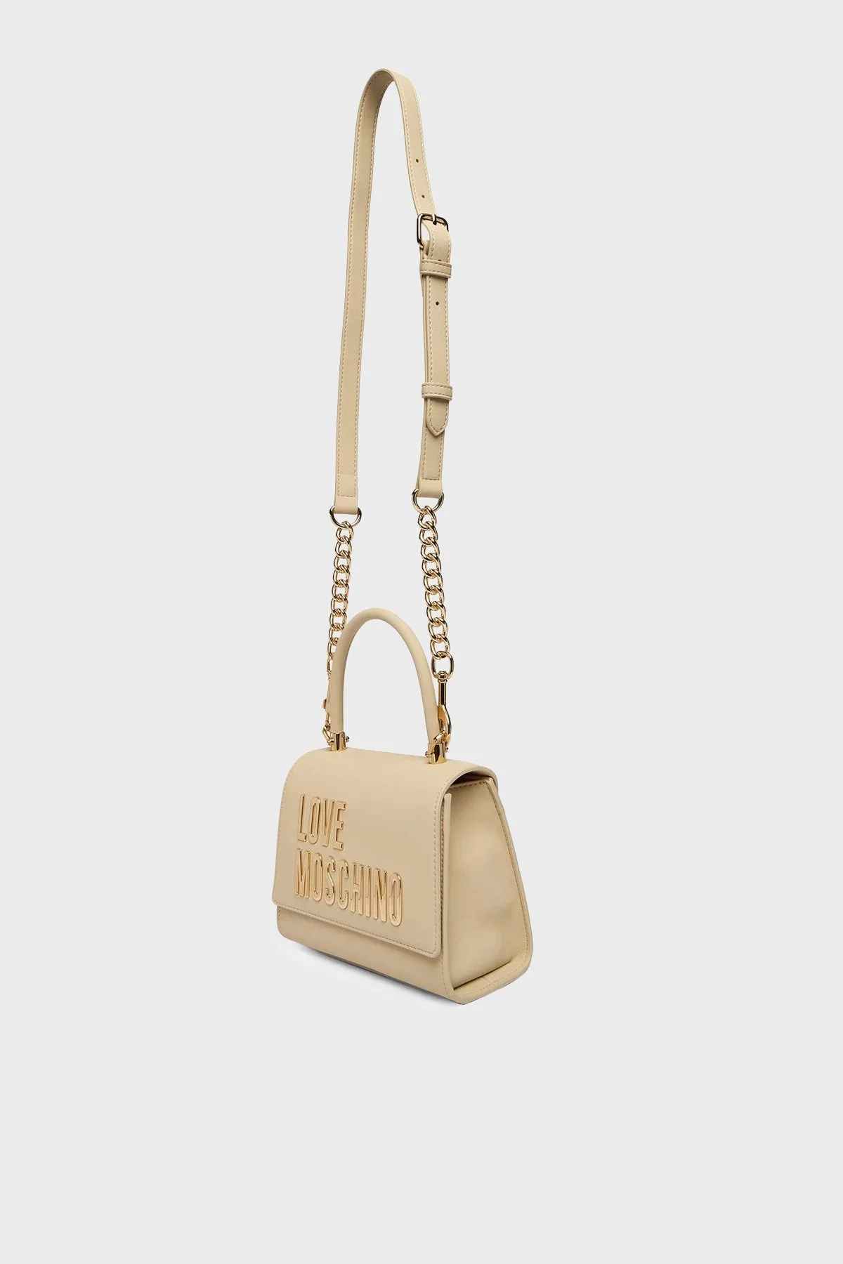 Love Moschino Logolu Zincir Detaylı Çıkarılabilir Askılı Bayan Çanta JC4024PP1OKD0129 BEJ - 4