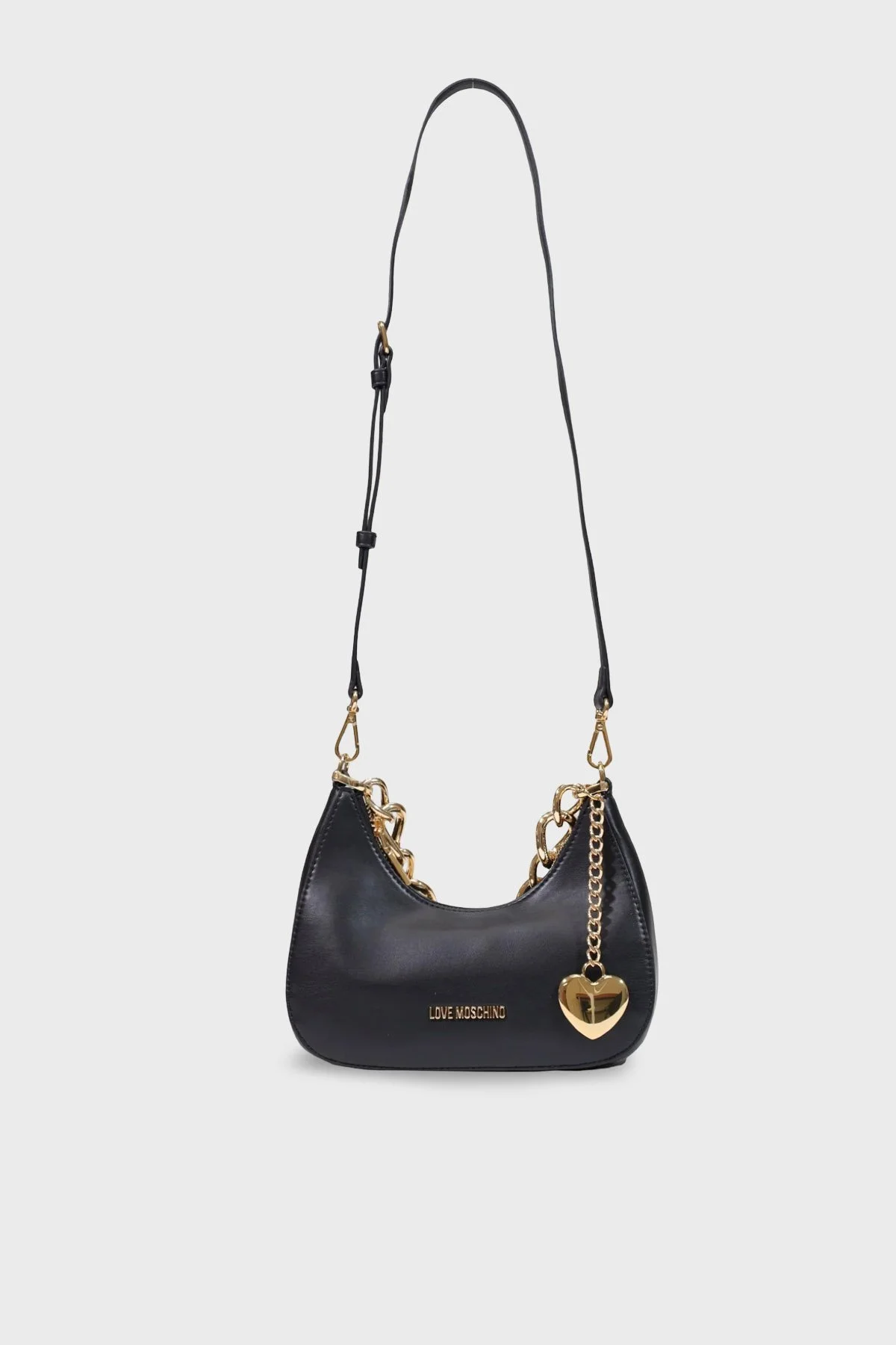 Love Moschino Logolu Zincir Detaylı Çıkarılabilir Askılı Kadın Çanta JC4161PP1PL1400A Siyah - 3