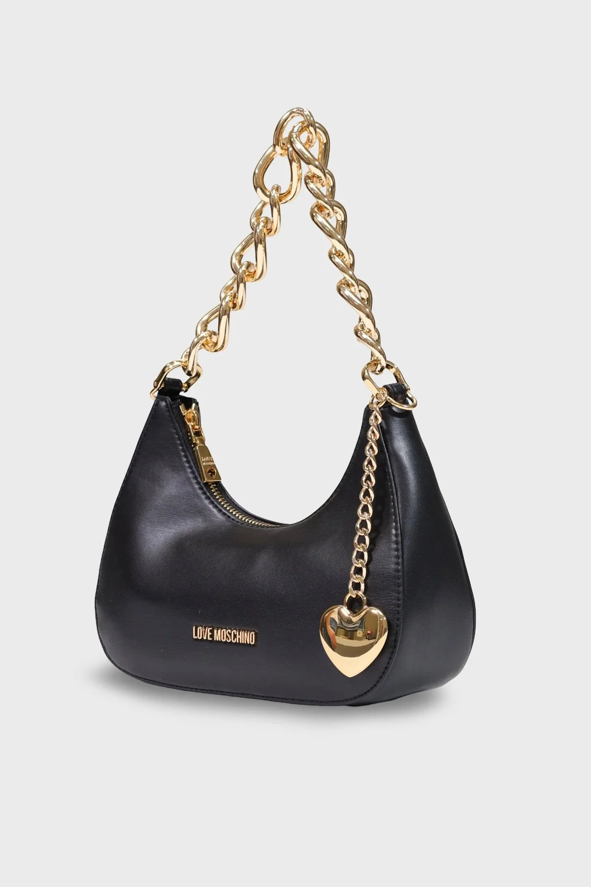 Love Moschino Logolu Zincir Detaylı Çıkarılabilir Askılı Kadın Çanta JC4161PP1PL1400A Siyah - 4