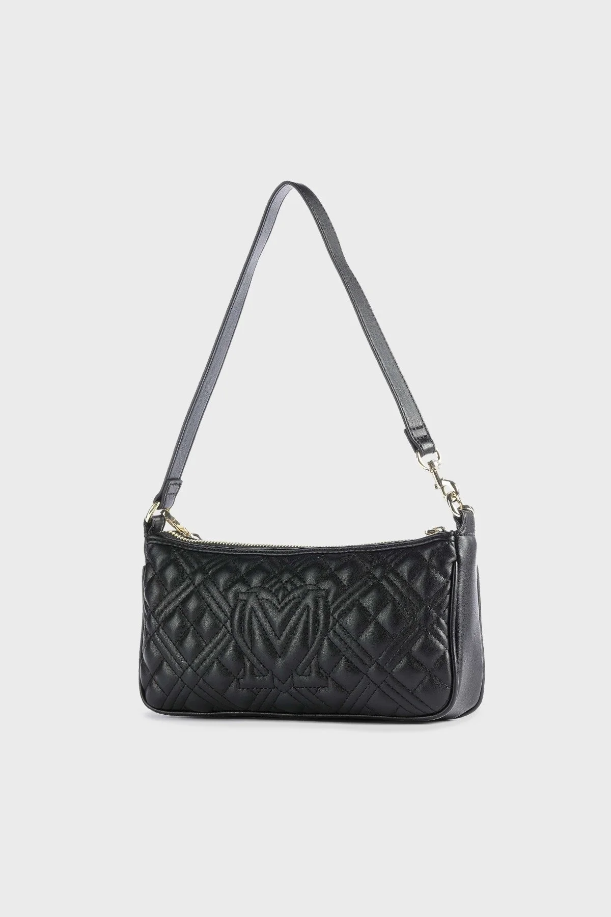 Love Moschino Logolu Zincir Detaylı Çıkarılabilir Askılı Kapitone Bayan Çanta JC4258PP0GKA0000 SİYAH - 2