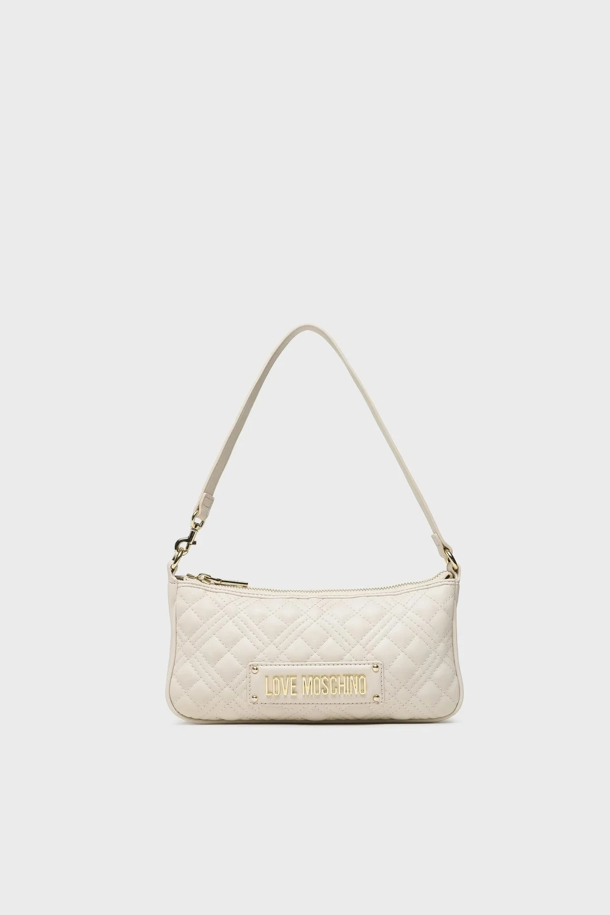 Love Moschino Logolu Zincir Detaylı Çıkarılabilir Askılı Kapitone Bayan Çanta JC4258PP0GKA0103 BEJ - 1