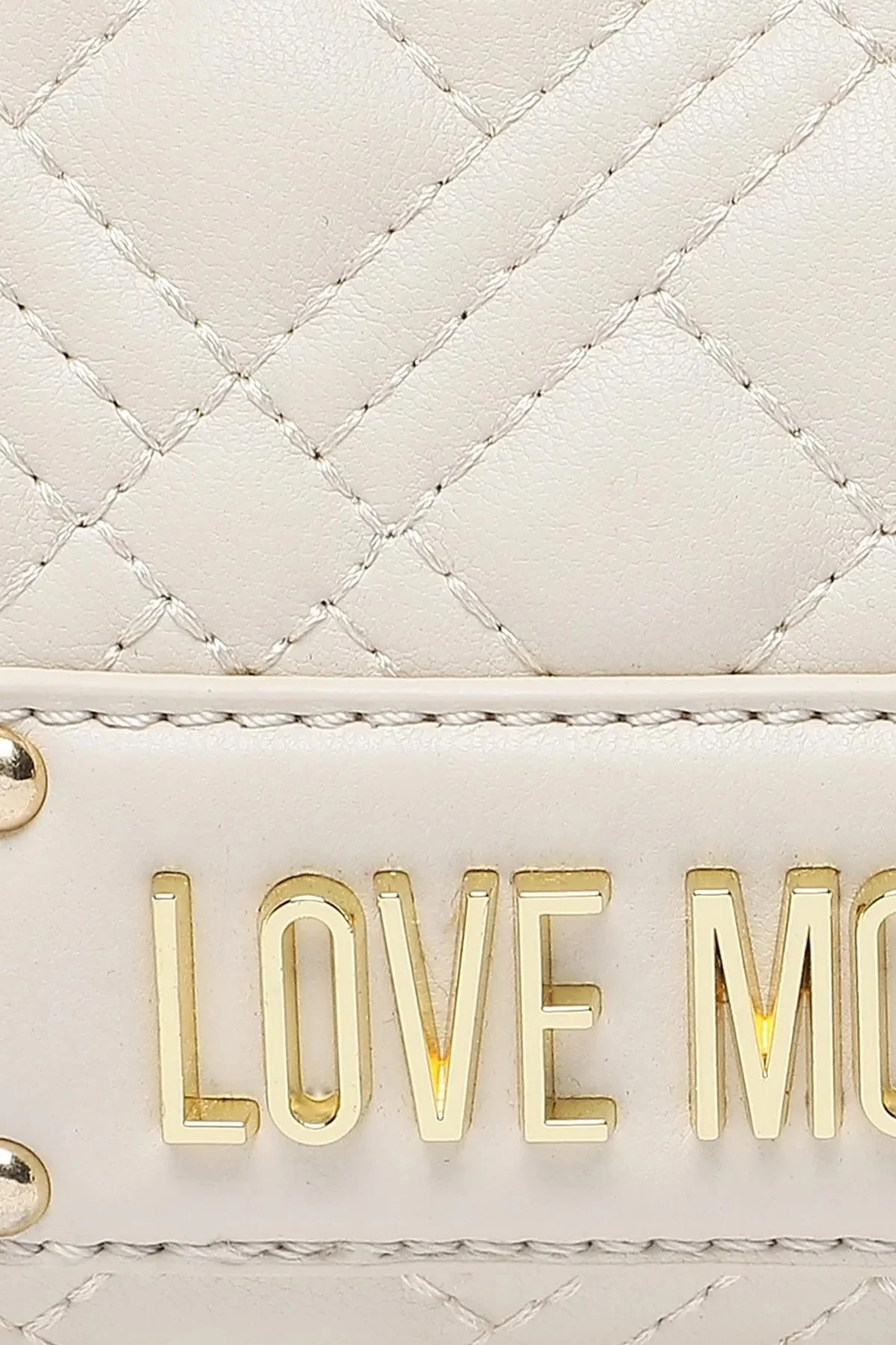 Love Moschino Logolu Zincir Detaylı Çıkarılabilir Askılı Kapitone Bayan Çanta JC4258PP0GKA0103 BEJ - 2
