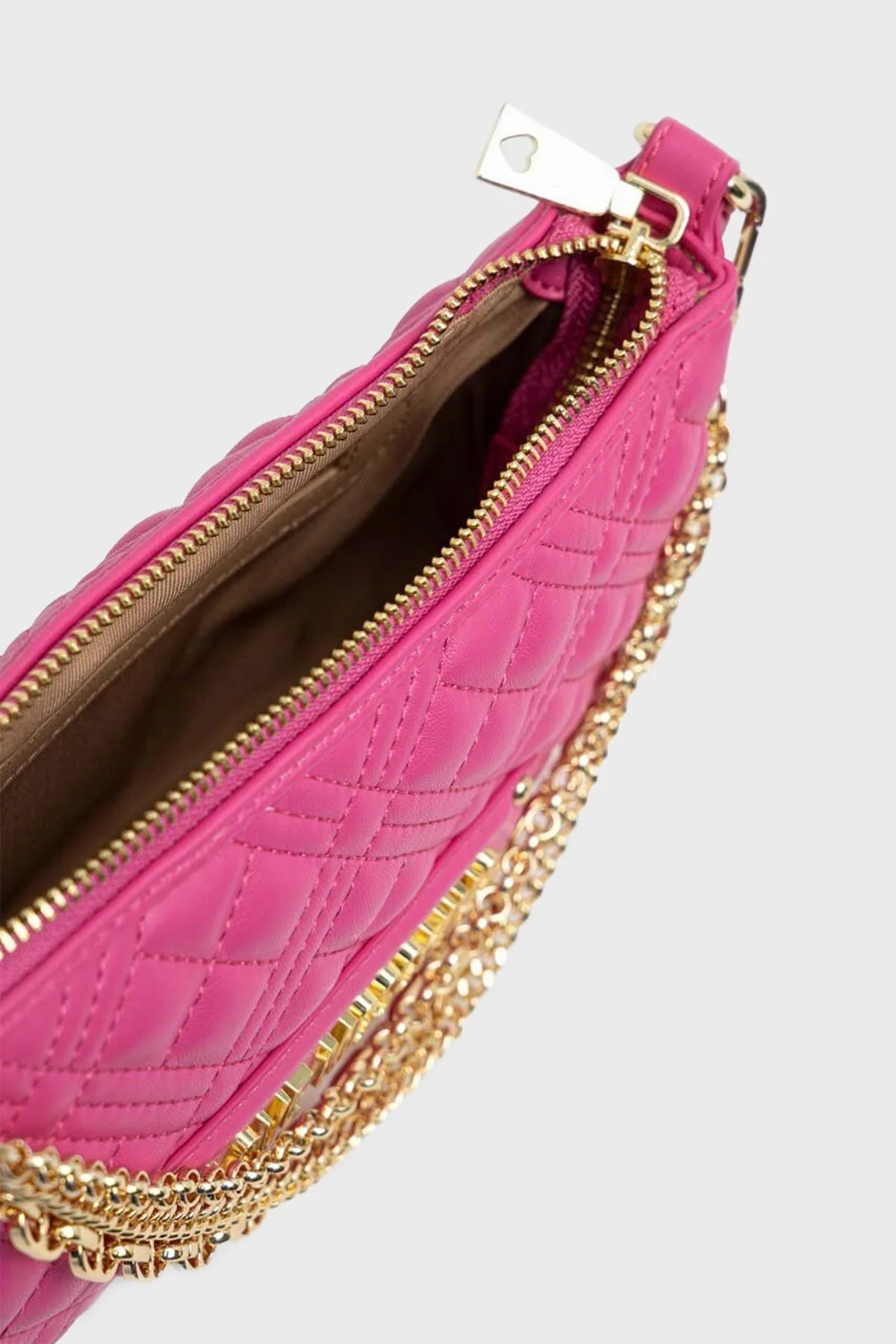 Love Moschino Logolu Zincir Detaylı Çıkarılabilir Askılı Kapitone Bayan Çanta JC4258PP0GKA0604 FUŞYA - 2