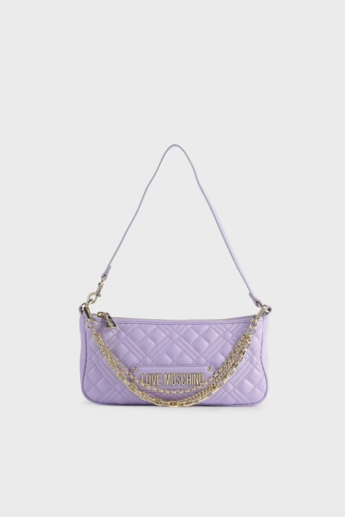 Love Moschino Logolu Zincir Detaylı Çıkarılabilir Askılı Kapitone Bayan Çanta JC4258PP0GKA0651 LİLA - 1
