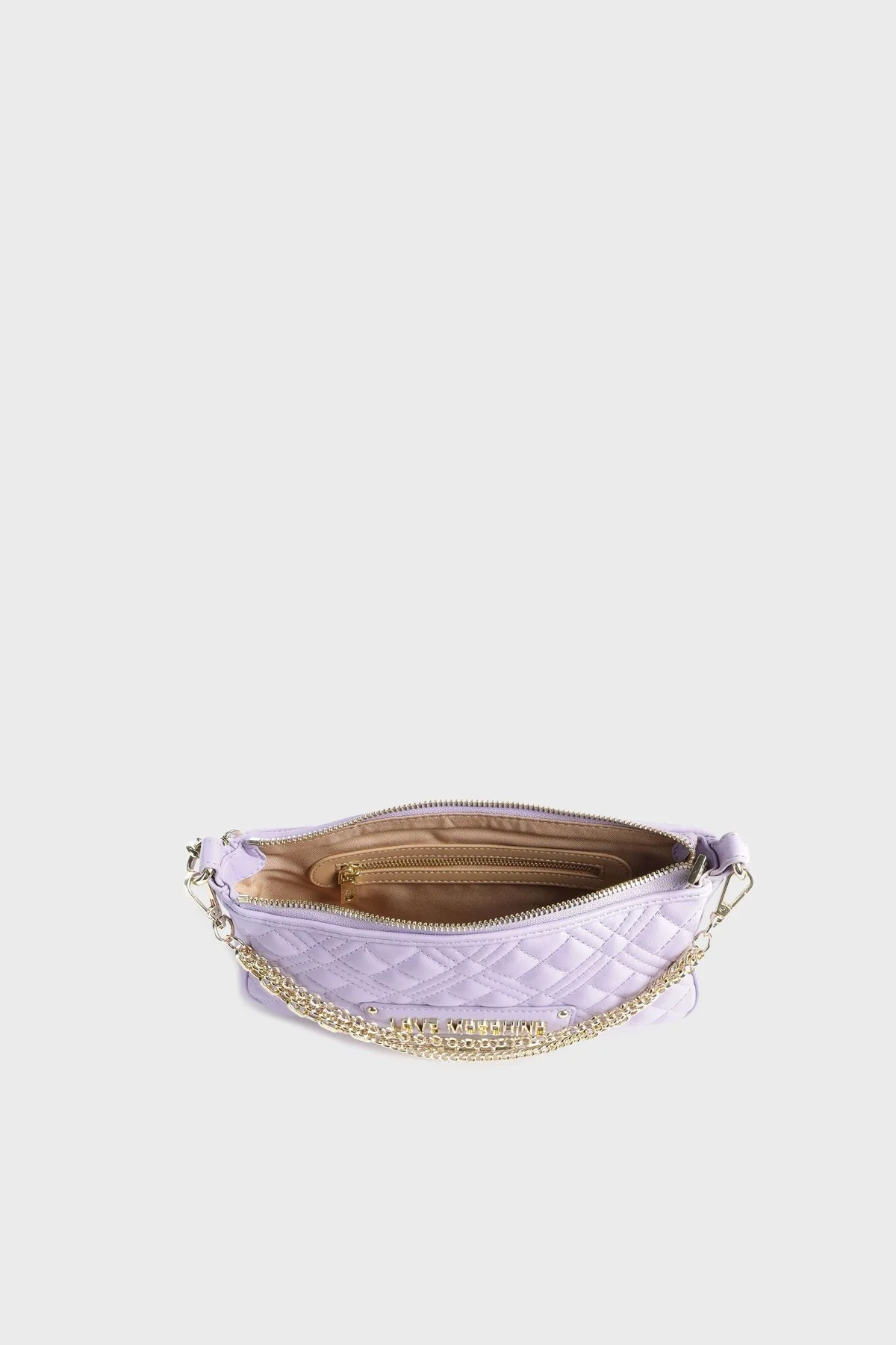 Love Moschino Logolu Zincir Detaylı Çıkarılabilir Askılı Kapitone Bayan Çanta JC4258PP0GKA0651 LİLA - 4