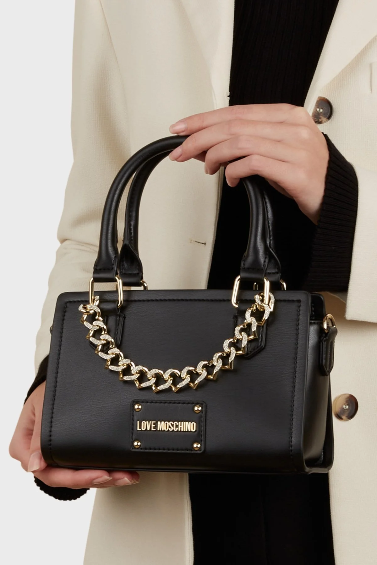 Love Moschino Logolu Zincir Detaylı Çıkarılabilir Uzatma Askılı Bayan Çanta JC4126PP1ILN100A SİYAH - 2