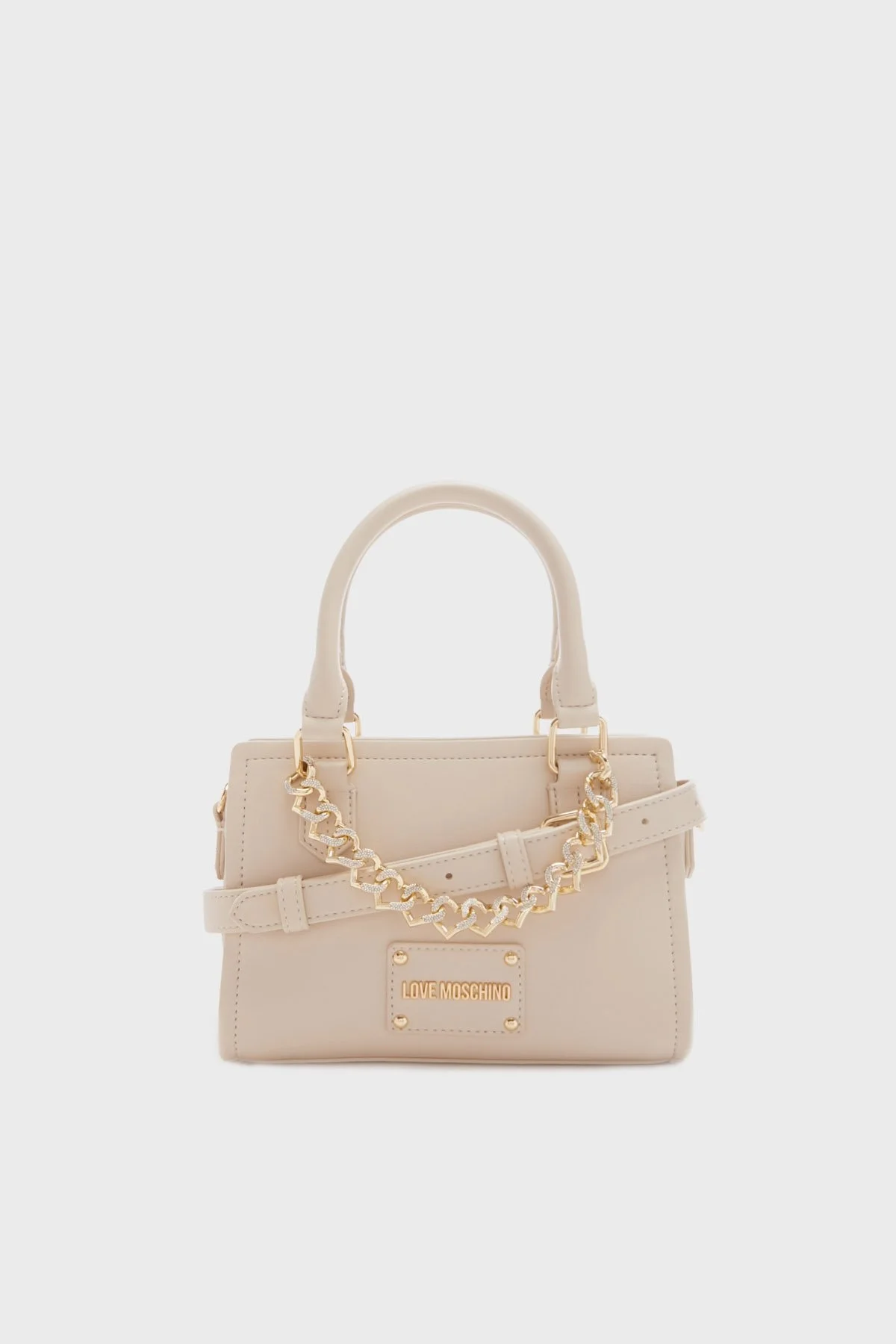 Love Moschino Logolu Zincir Detaylı Çıkarılabilir Uzatma Askılı Bayan Çanta JC4126PP1ILN111A BEJ - 1