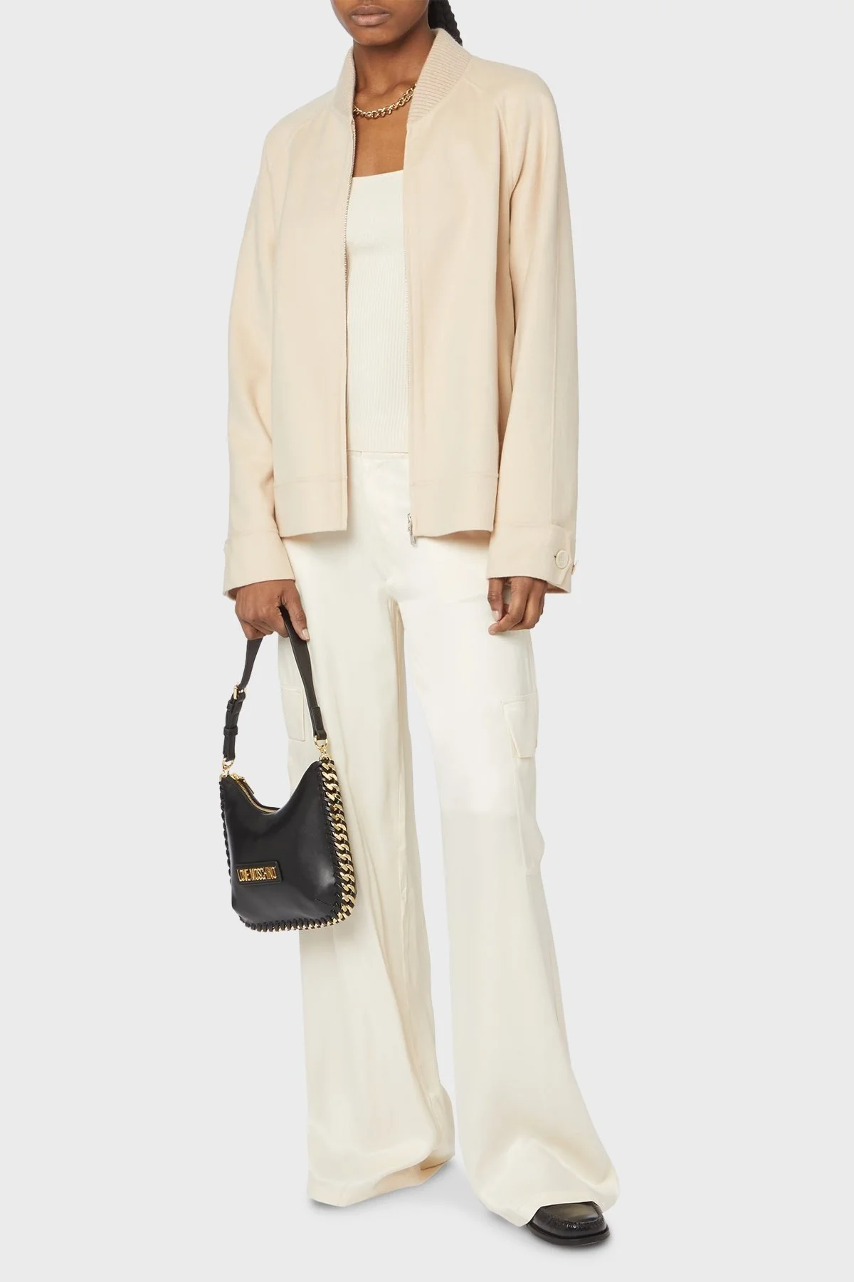 Love Moschino Logolu Zincir Detaylı Fermuarlı Bayan Çanta JC4243PP0GKQ0000 SİYAH - 2