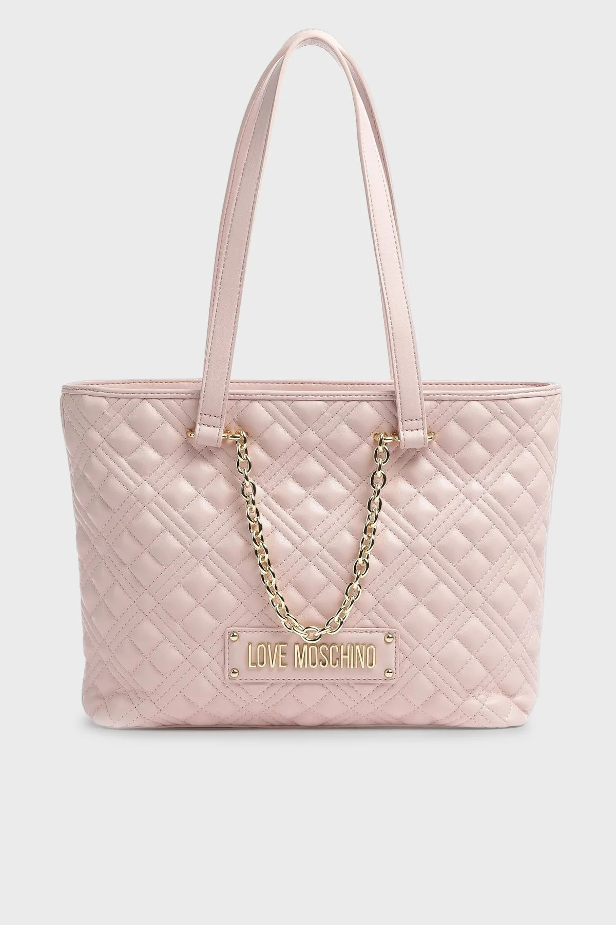 Love Moschino Logolu Zincir Detaylı Kapitone Bayan Çanta JC4004PP1GLA0609 PUDRA - 1