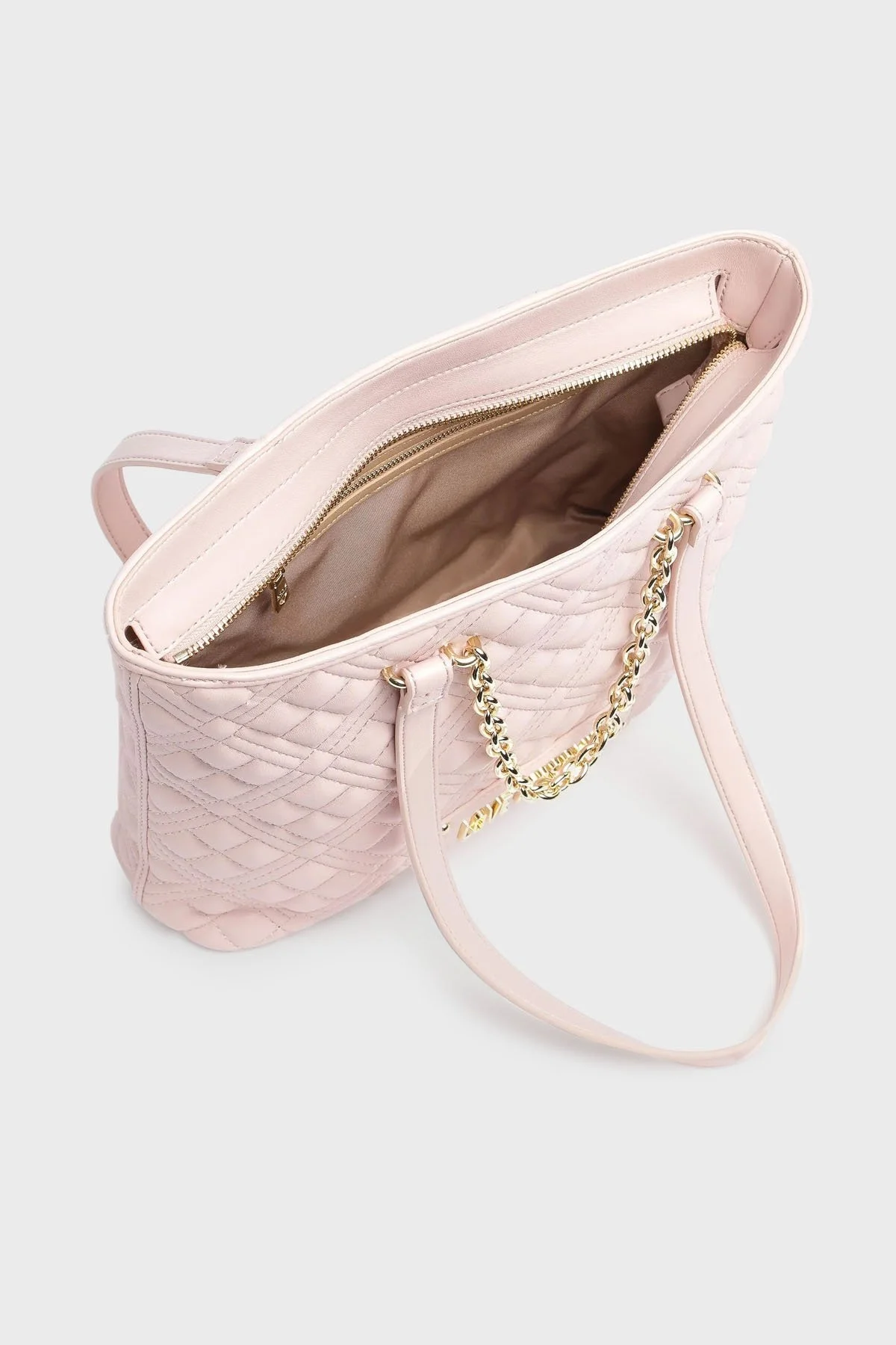 Love Moschino Logolu Zincir Detaylı Kapitone Bayan Çanta JC4004PP1GLA0609 PUDRA - 4