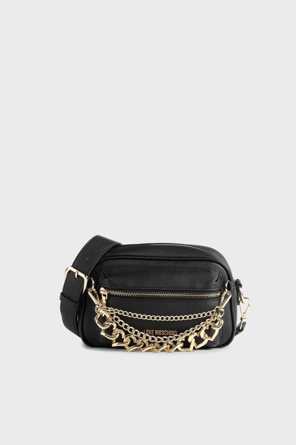 Love Moschino Logolu Zincirli Çıkarılabilir Uzatma Askılı Bayan Çanta JC4291PP0GKT0000 SİYAH - 1