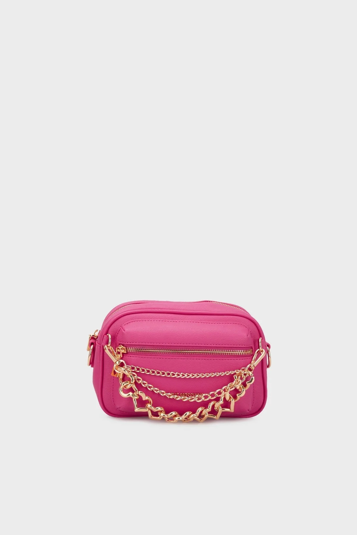 Love Moschino Logolu Zincirli Çıkarılabilir Uzatma Askılı Bayan Çanta JC4291PP0GKT0604 FUŞYA - 1