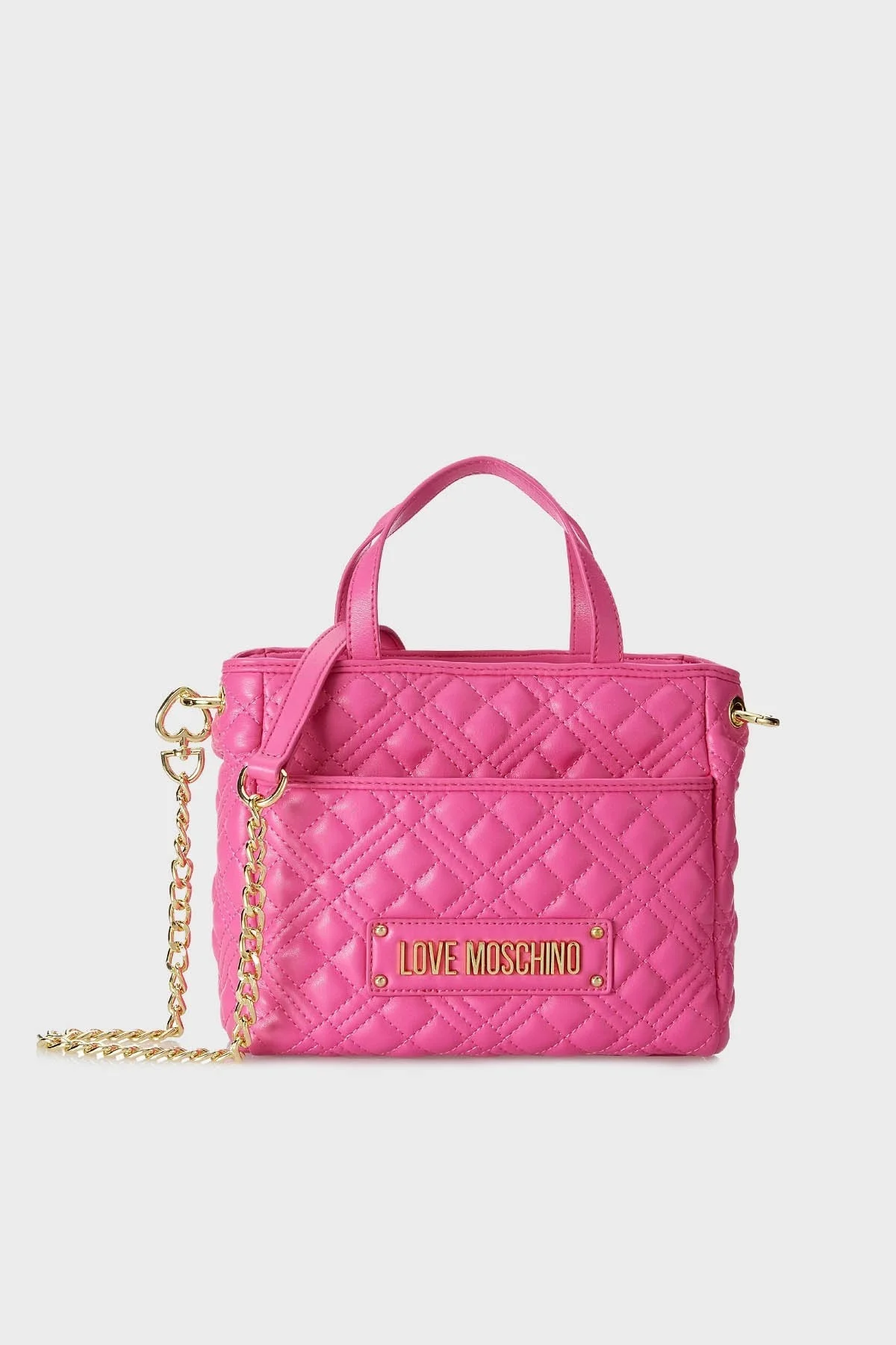 Love Moschino Logolu Zincirli Kapitone Bayan Çanta JC4020PP1GLA0615 FUŞYA - 1