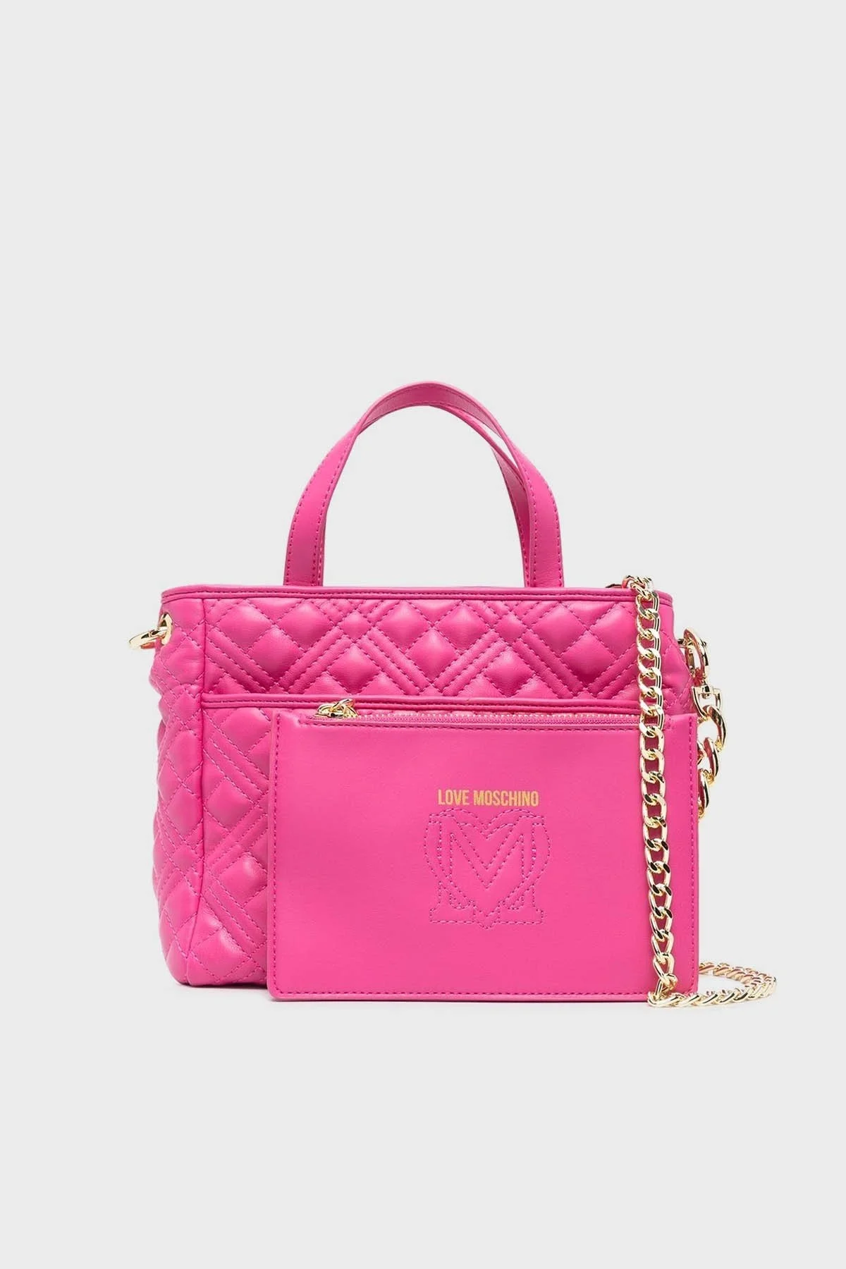 Love Moschino Logolu Zincirli Kapitone Bayan Çanta JC4020PP1GLA0615 FUŞYA - 2
