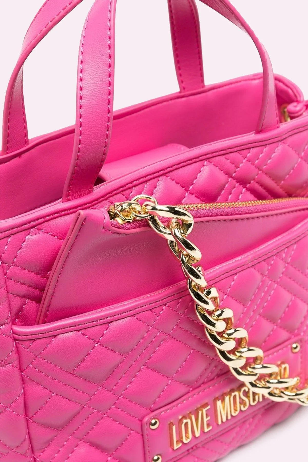 Love Moschino Logolu Zincirli Kapitone Bayan Çanta JC4020PP1GLA0615 FUŞYA - 4