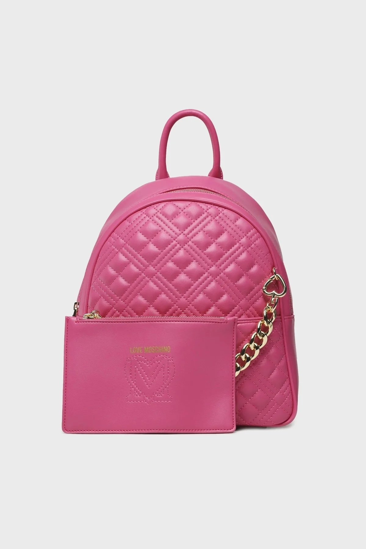 Love Moschino Logolu Zincirli Kapitone Bayan Sırt Çantası JC4018PP1GLA0615 FUŞYA - 1