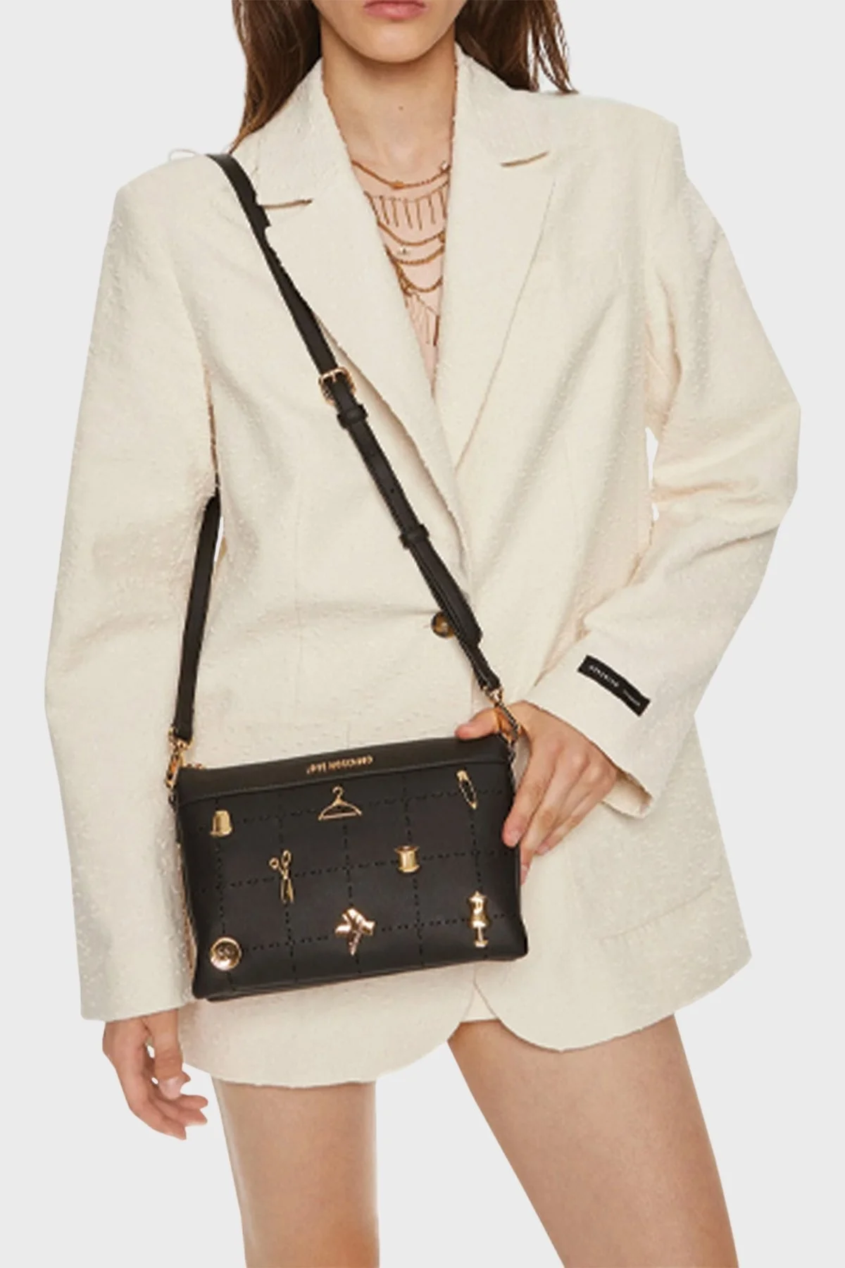 Love Moschino Metal Aksesuar Detaylı Ayarlanabilir Askılı Bayan Çanta JC4068PP1LLI0000 SİYAH - 8