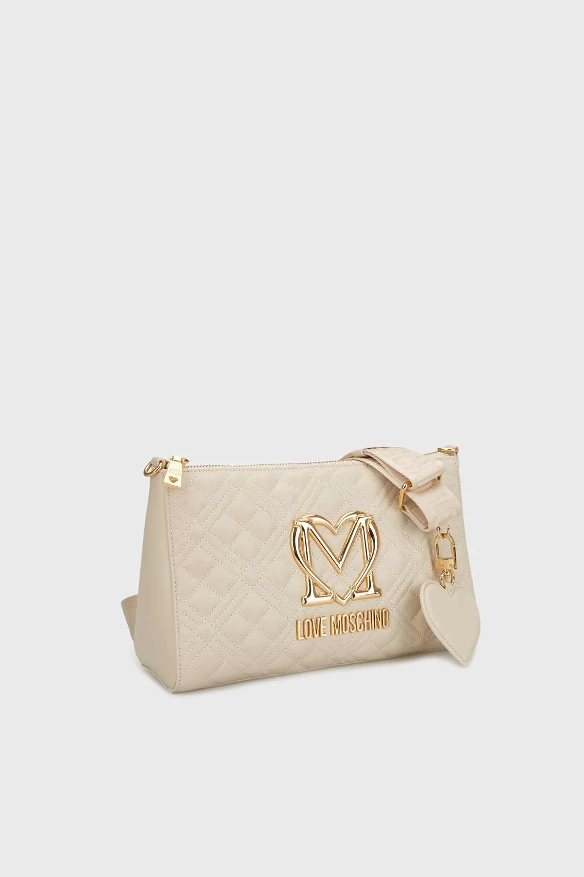 Love Moschino Metal Logolu Hakiki Deri Çıkarılabilir Askılı Bayan Çanta JC4300PP0MK1211A BEJ - 4