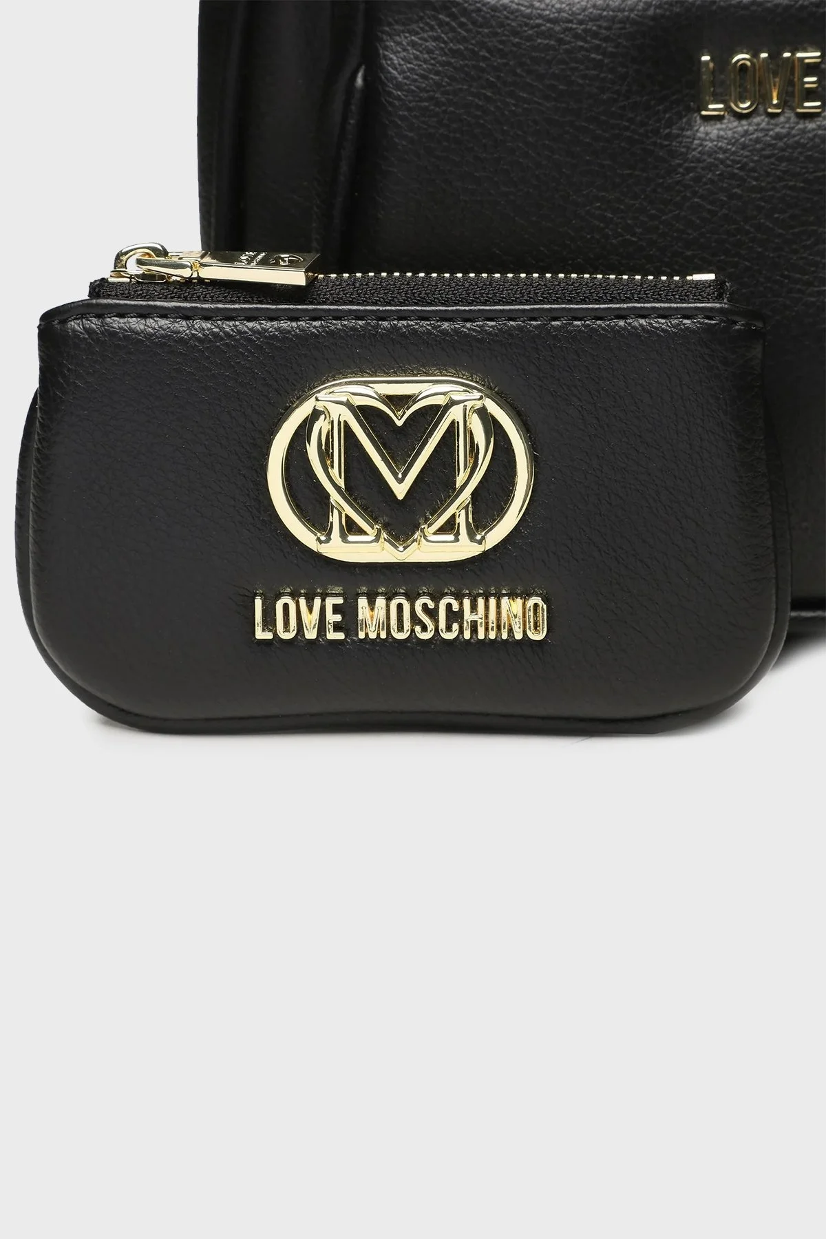 Love Moschino Mini Cüzdanlı Çift Fermuarlı Zincir Askılı Bayan Çanta JC4088PP1HLN0000 SİYAH - 3