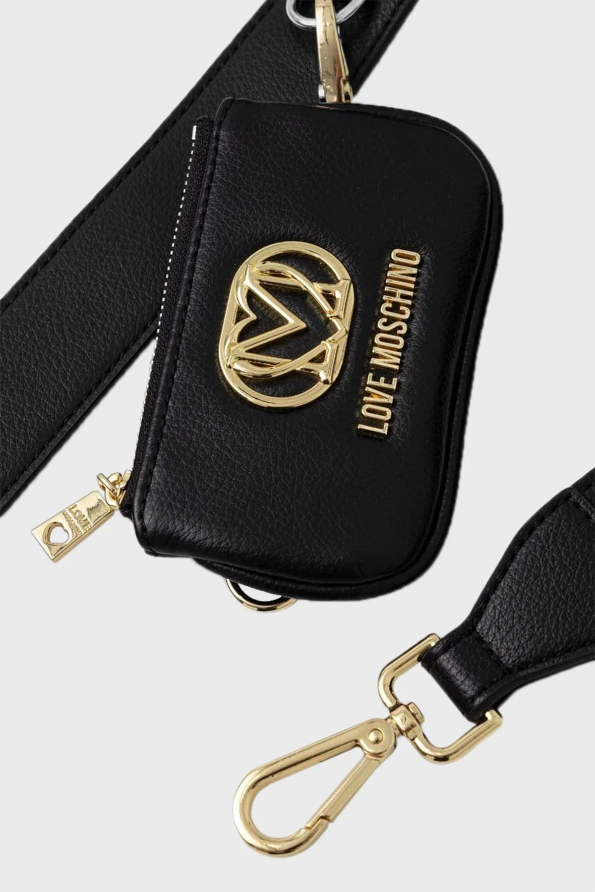 Love Moschino Mini Cüzdanlı Çift Fermuarlı Zincir Askılı Bayan Çanta JC4088PP1HLN0000 SİYAH - 6